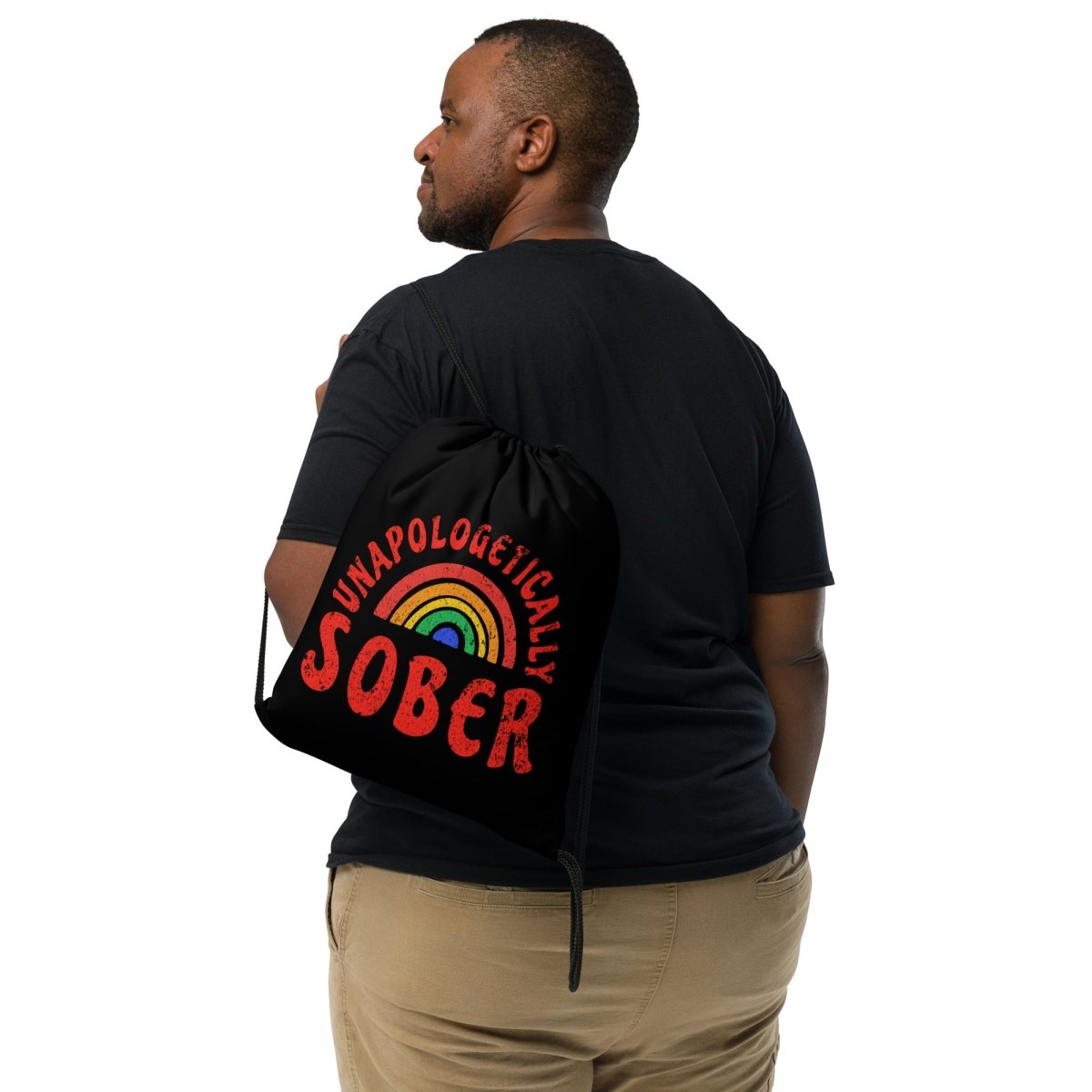 Unapologetically Sober Drawstring Bag - Motivational Recovery Gift for AA Meetings & Sober Living - Gym & Travel Essential