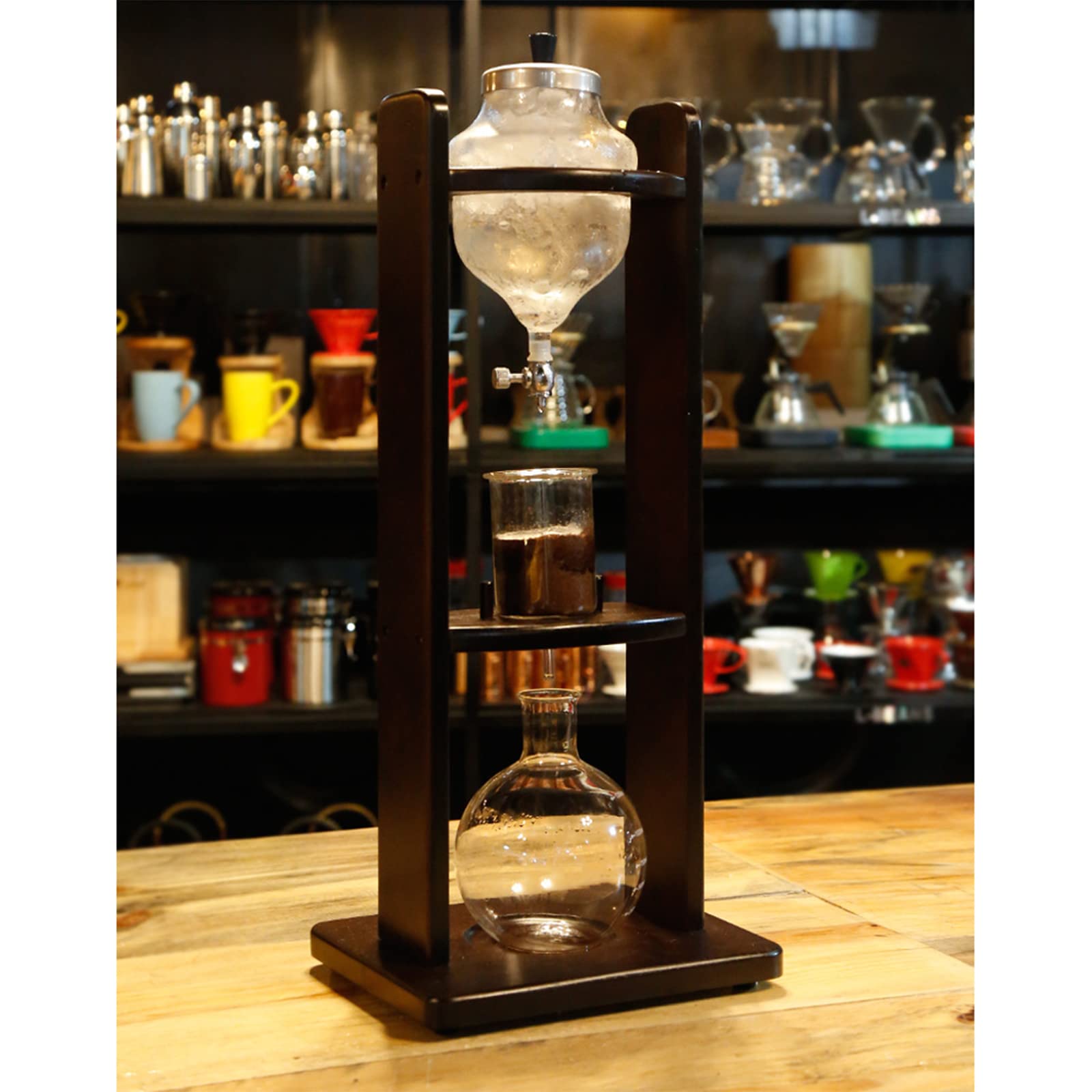 Premium Manual Ice Drip Coffee Maker - Portable Cold Brew & Espresso Machine with Built-in Grinder - White | Perfect for Camping, Office & Home Barista Use
