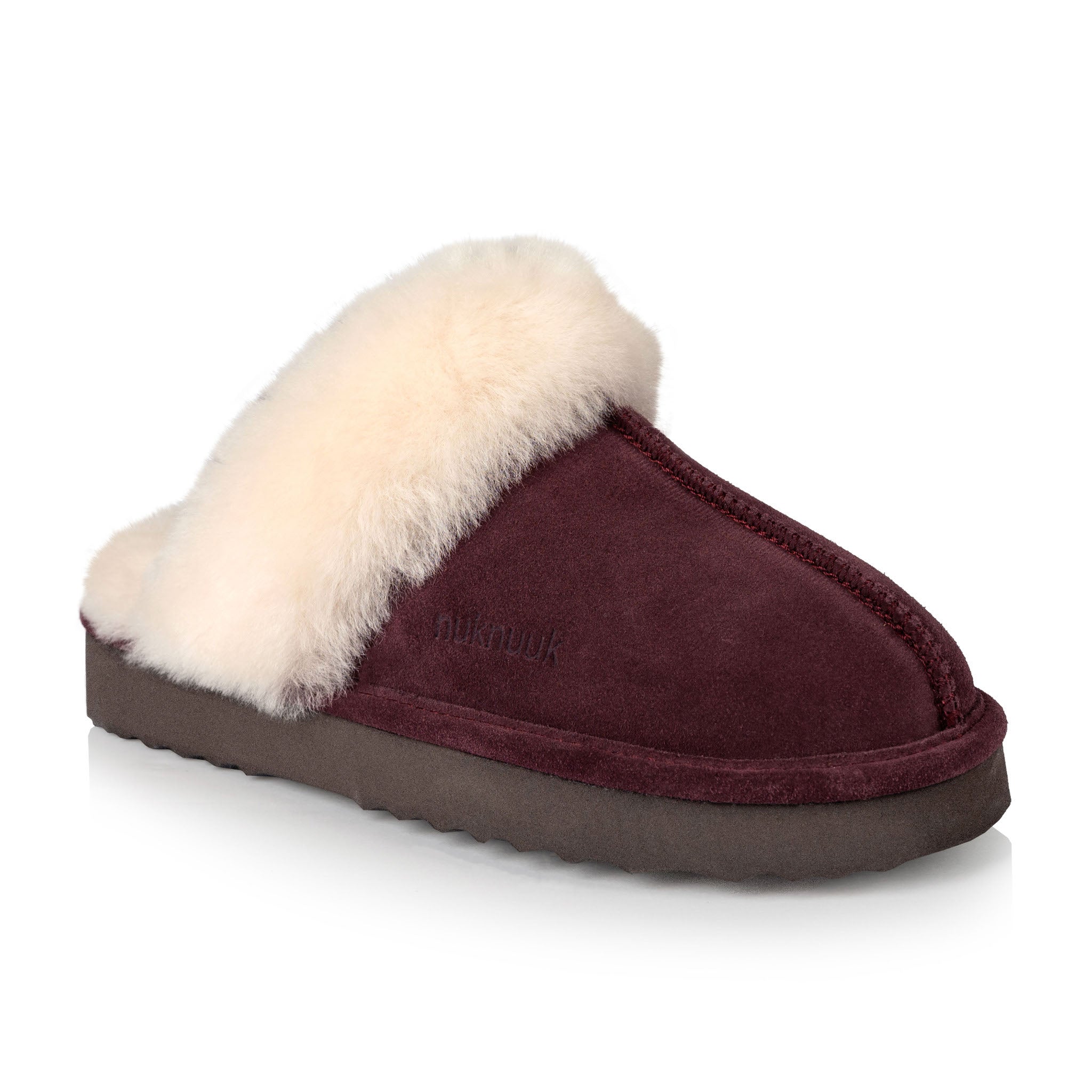 Harlow Women's Fuzzy House Slippers - Soft Plush Indoor/Outdoor Slides for Comfort & Warmth - Perfect for Home, Lounge & Backyard (Aubergine/Purple)