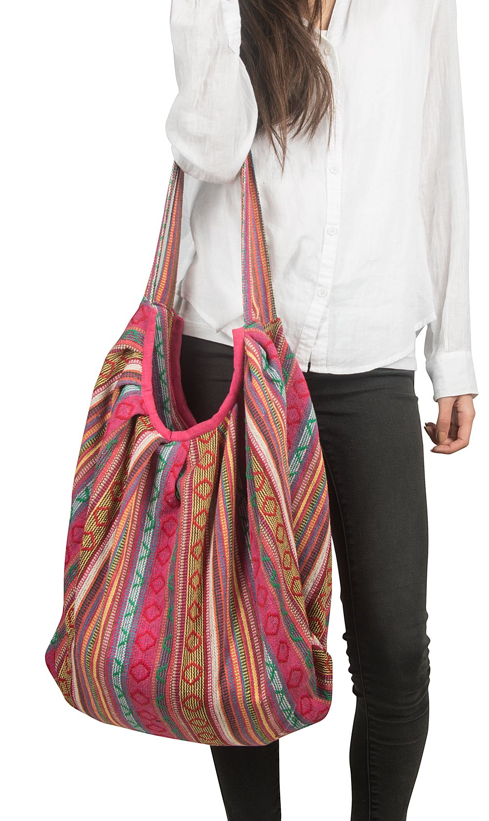 Stylish Cotton Jacquard Shoulder Tote Bag - Banana Hobo Design for Women, Fashionable Casual Market Purse, Lightweight Travel Handbag (Pink) | Perfect for Shopping, Beach Trips & Daily Use