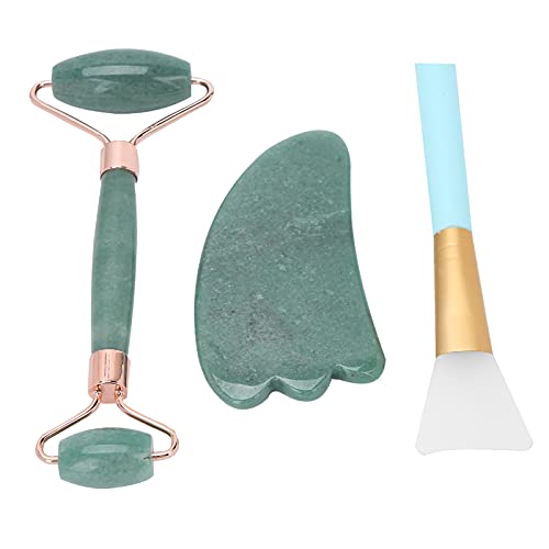 3Pcs Natural Jade Gua Sha Facial Roller Set - Anti-Wrinkle Massage Tool for Face, Eyes, Neck & Body - Green Jade Stone Therapy Kit for Skincare & Relaxation (Perfect for Home Spa & Self-Care Routine)