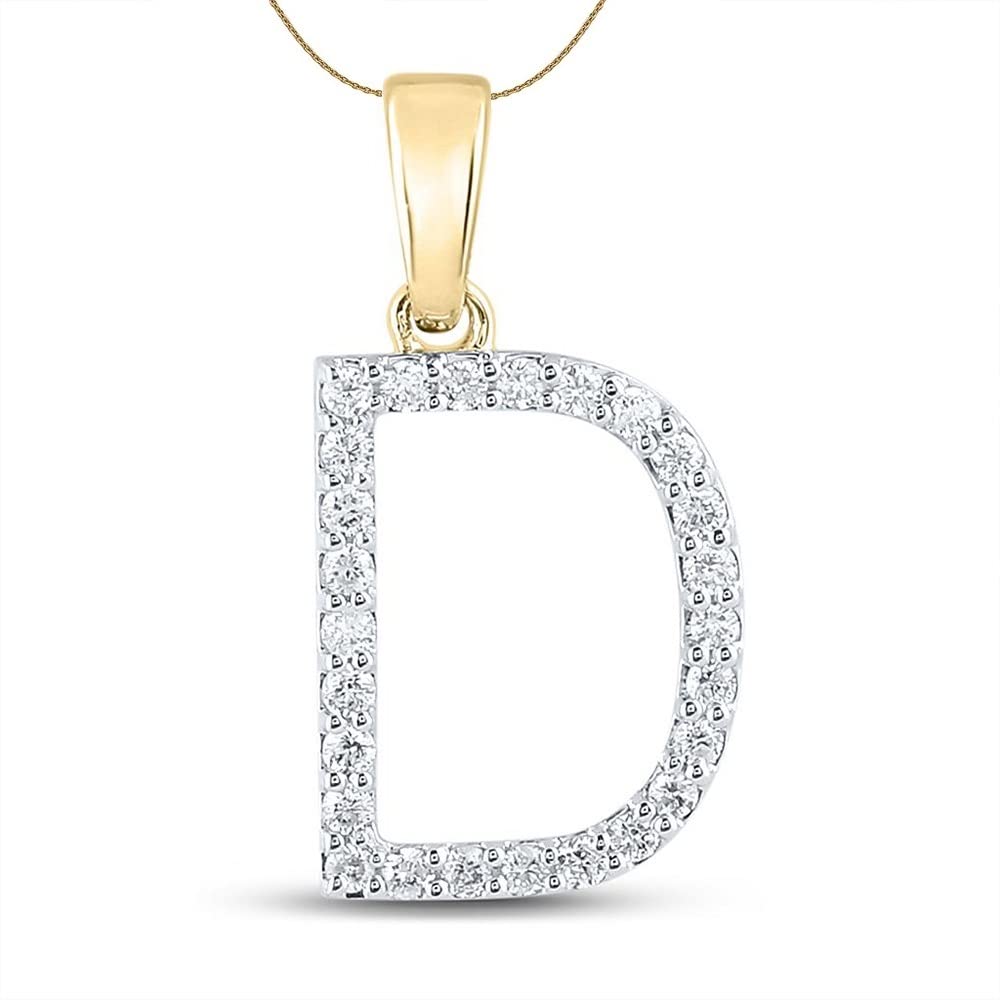 Diamond Initial Necklace for Women - Personalized A to Z Letter Jewelry in 10K Yellow Gold with 18