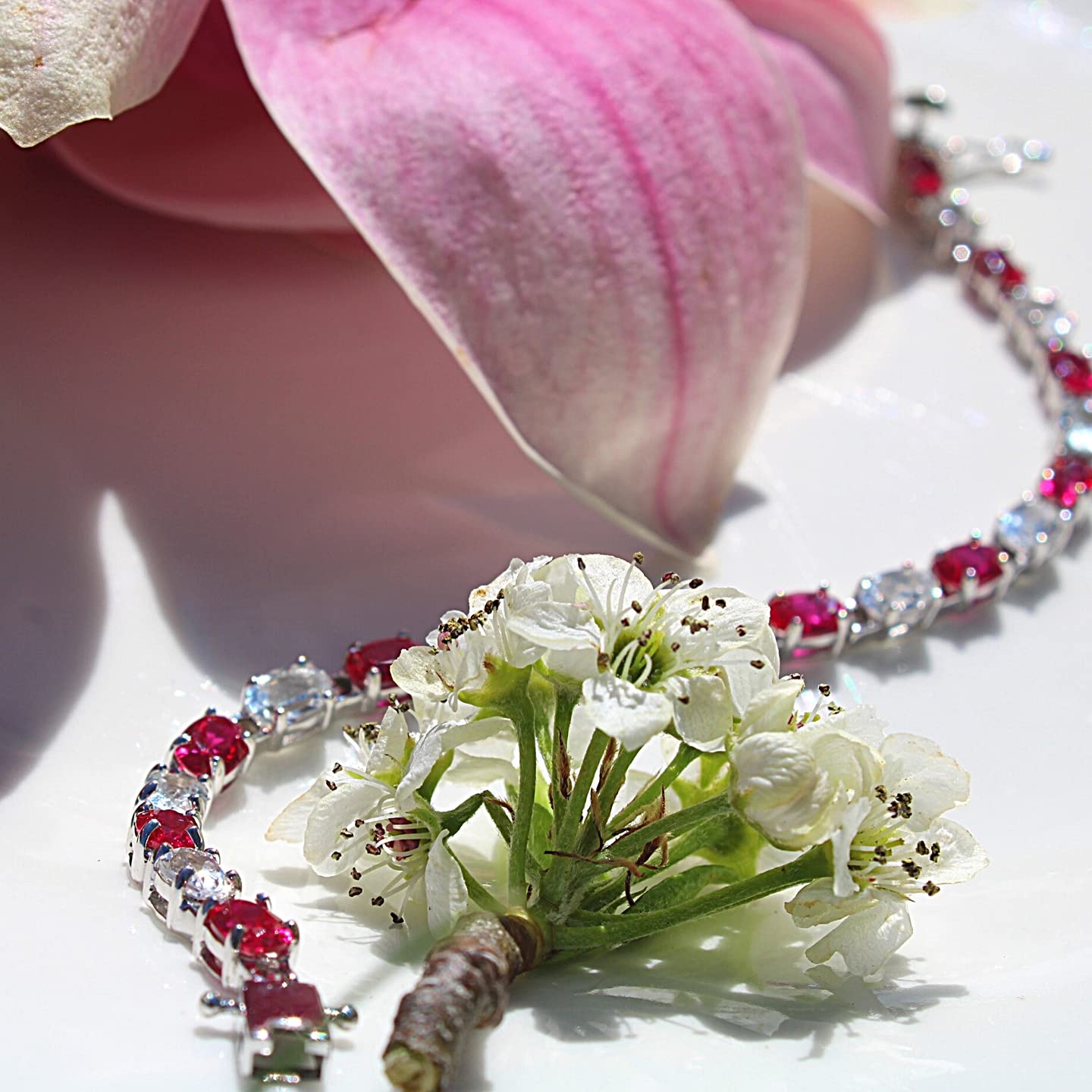 Birthstone Bracelet for Women - 7 Inch Sterling Silver Tennis Bracelet with Amethyst, Citrine, Garnet & More | Elegant Jewelry Gift for Birthday, Anniversary & Special Occasions