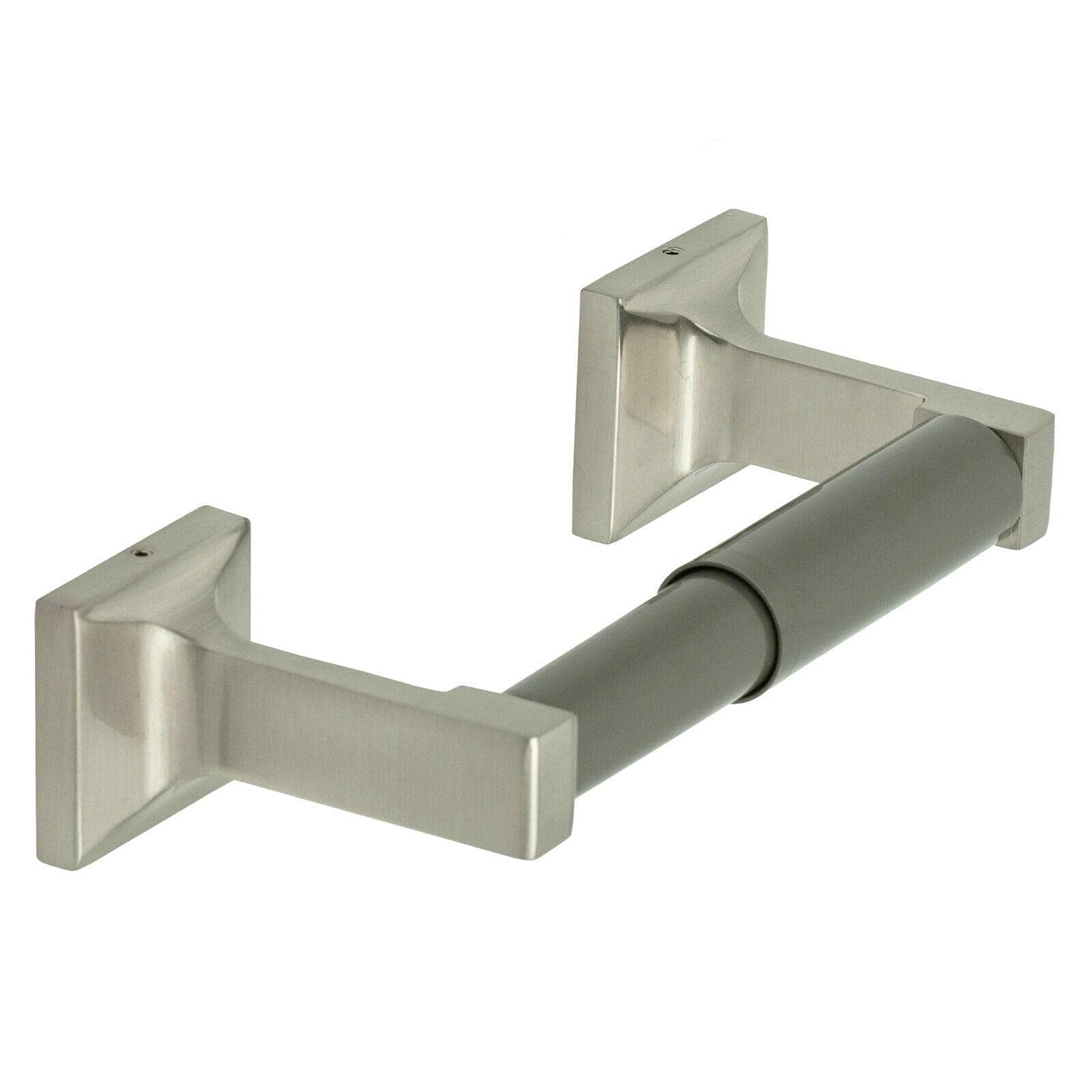Brushed Nickel Toilet Paper Holder - Bathroom Hardware Accessory for Wall Mount or Freestanding Use | Bathroom Decor & Storage Organizer | Perfect for Small Bathrooms, Powder Rooms & RVs