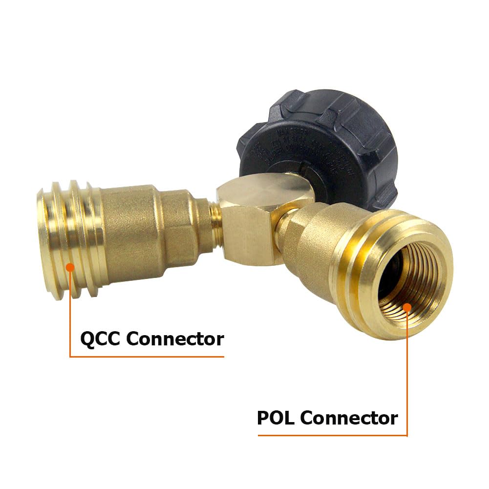 Hooshing Propane Tank Y Splitter Adapter with Valves - 2 Way LP Gas Tee Connector in Solid Brass for BBQ Grill, Heater & Camping Stoves - Perfect for Outdoor Cooking, Tailgating and RV Use