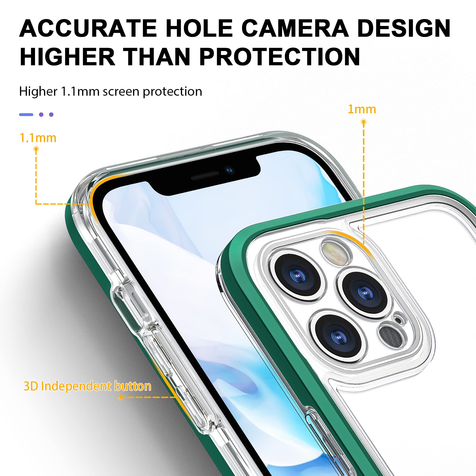 Shockproof Clear Green Mint iPhone 11 Pro Max Case - Heavy Duty Protective Hard Shell Bumper Cover for Women & Men | Perfect for Outdoor Activities, Work & Daily Use