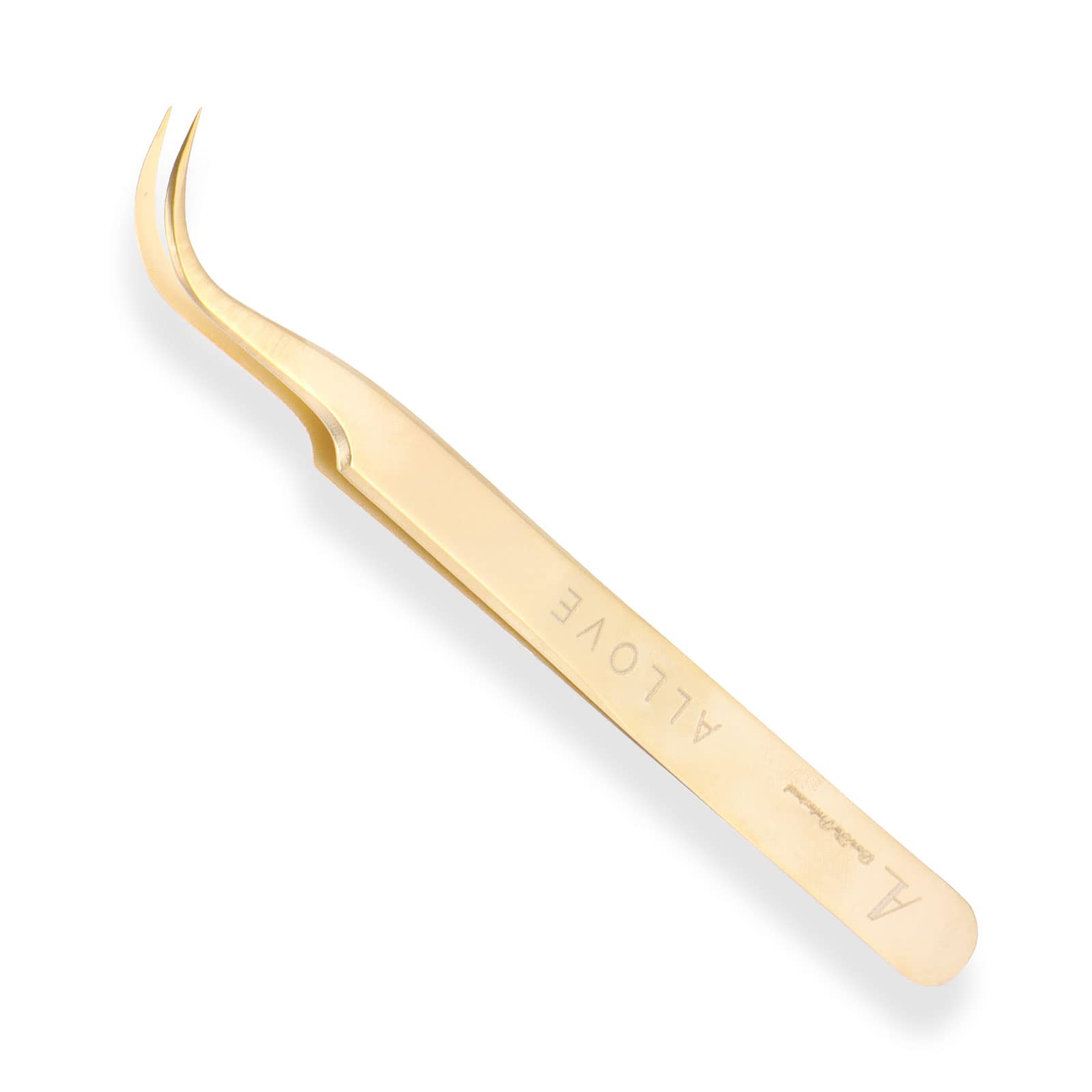 ALLOVE Professional Stainless Steel Eyelash Extension Tweezers - Gold Curved Isolation & Volume Lashes Tool for Salon & Home Use