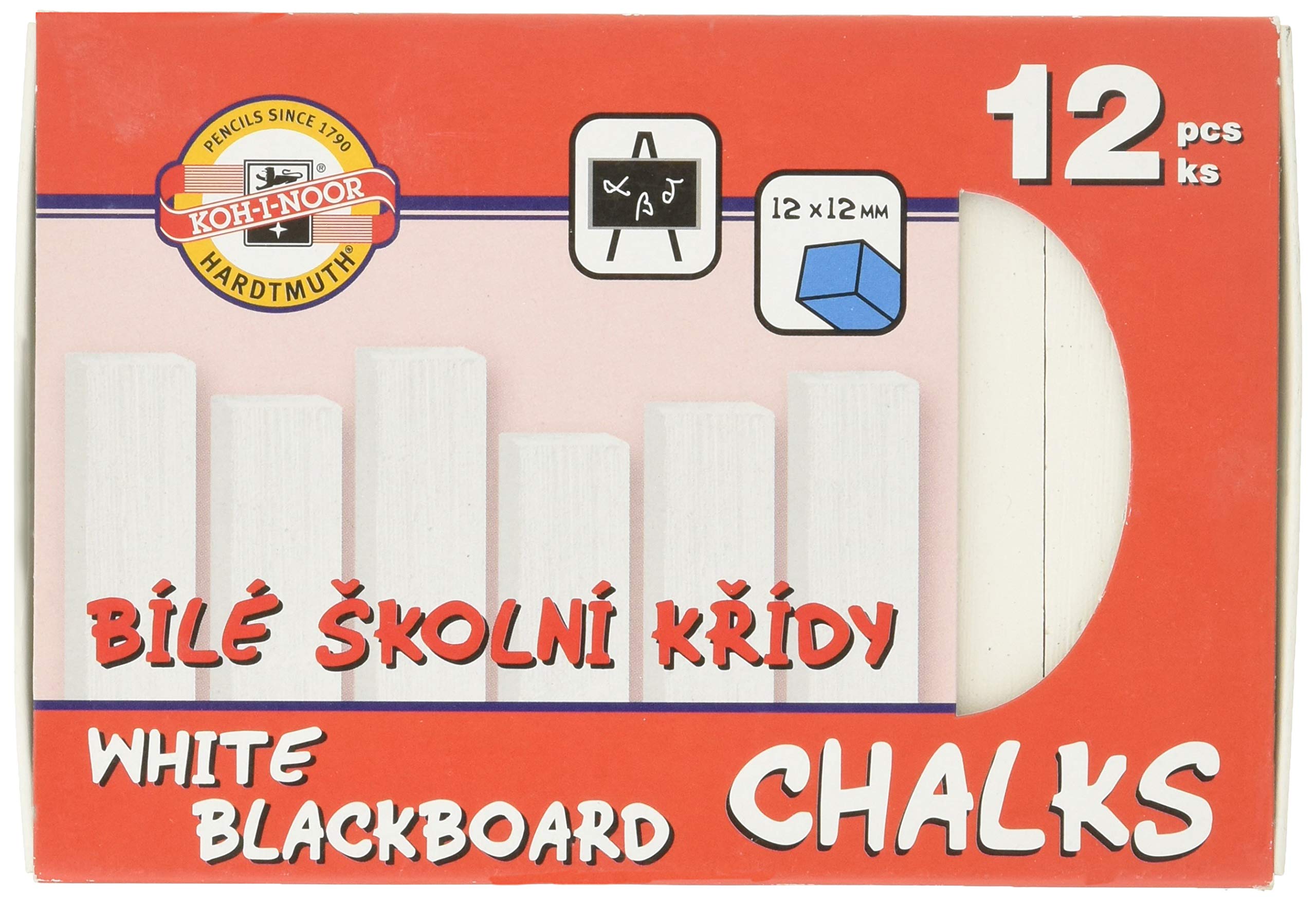 Koh-I-Noor White Blackboard Chalk - Pack of 12 for Classroom, Teaching, and Home Schooling Use