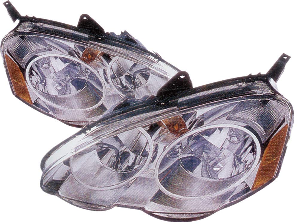 2002-2004 Acura RSX Replacement Headlights Set - Halogen Compatible Driver & Passenger Side Lamps for Improved Night Visibility