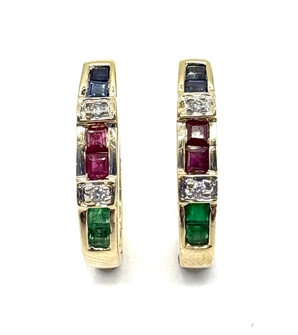 14K Yellow Gold Multi-Colored Stone Earrings for Women - Elegant Dangle Earrings for Parties, Weddings & Everyday Wear