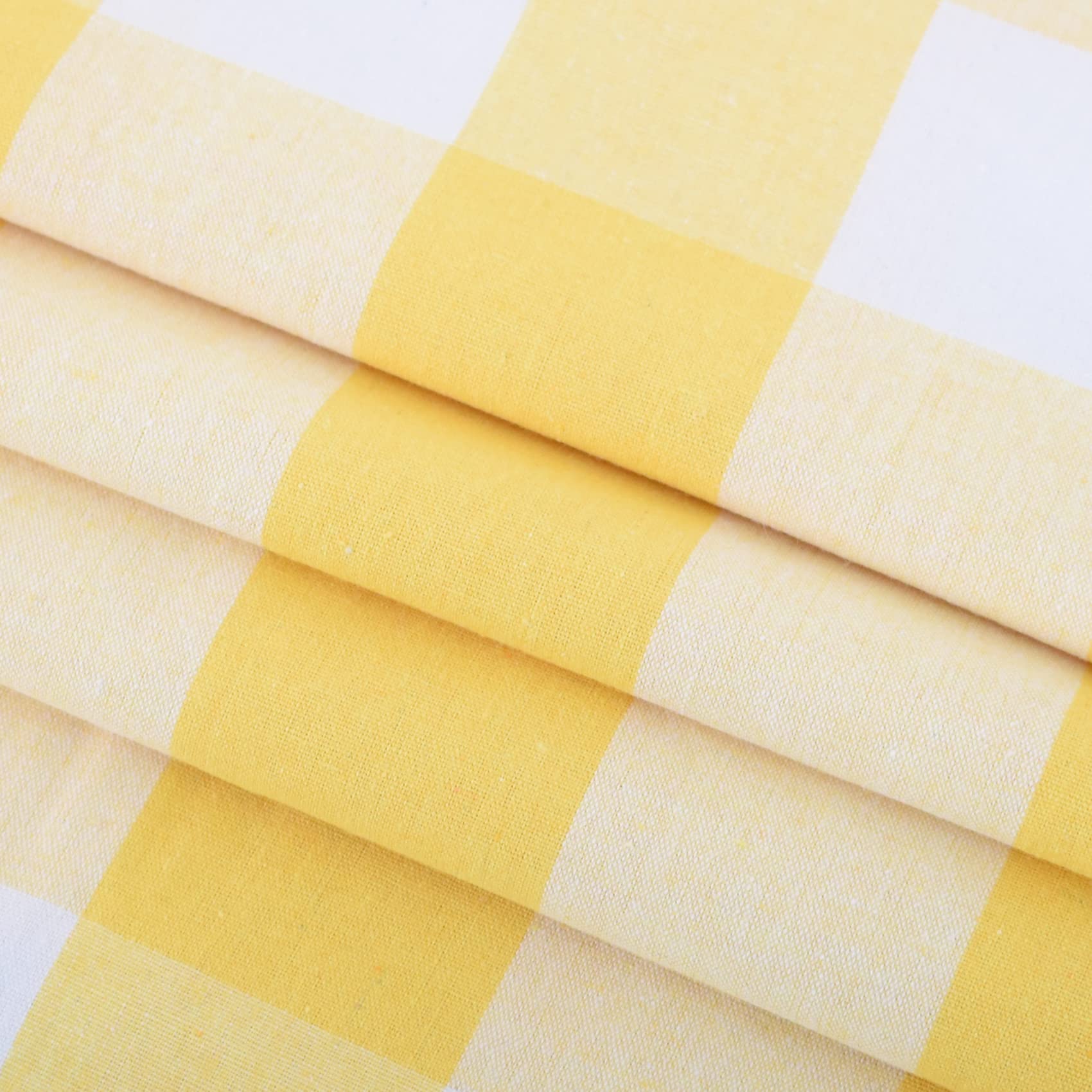 Buffalo Check Curtains 45 Inches - Yellow & White Gingham Plaid Window Drapes for Kitchen, Living Room & Bedroom - 2 Panels with Grommet Top - Perfect for Basement, Farmhouse & Cozy Home Decor