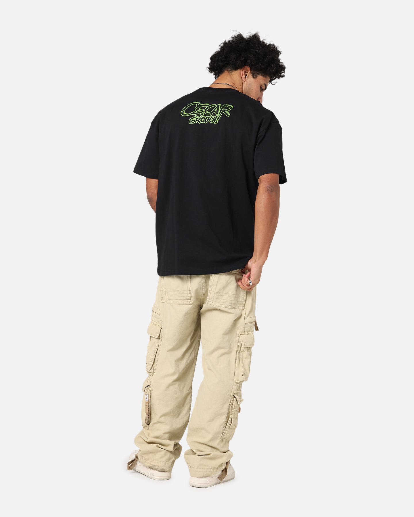 American Thrift X Sesame Street Oscar The Grouch Graphic Heavy Cotton T-Shirt - Black | Vintage Cartoon Tee for Men & Women | Perfect for Casual Wear, Cosplay & Street Fashion