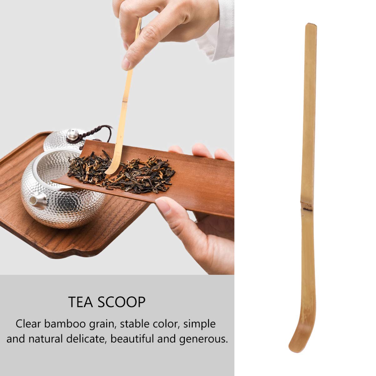 Hemoton 2-Piece Japanese Tea Tools Set - Bamboo Chashaku Tea Scoop & Wooden Ice Pick for Puerh Tea Cake Cutting | Perfect for Tea Ceremony, Home Brewing & Ice Breaking