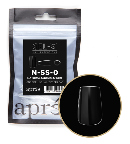 Apres Gel X Tips 50pc - Natural Short Square Nail Extensions for Easy DIY Manicures at Home | Salon-Quality Press-On Nails for Women