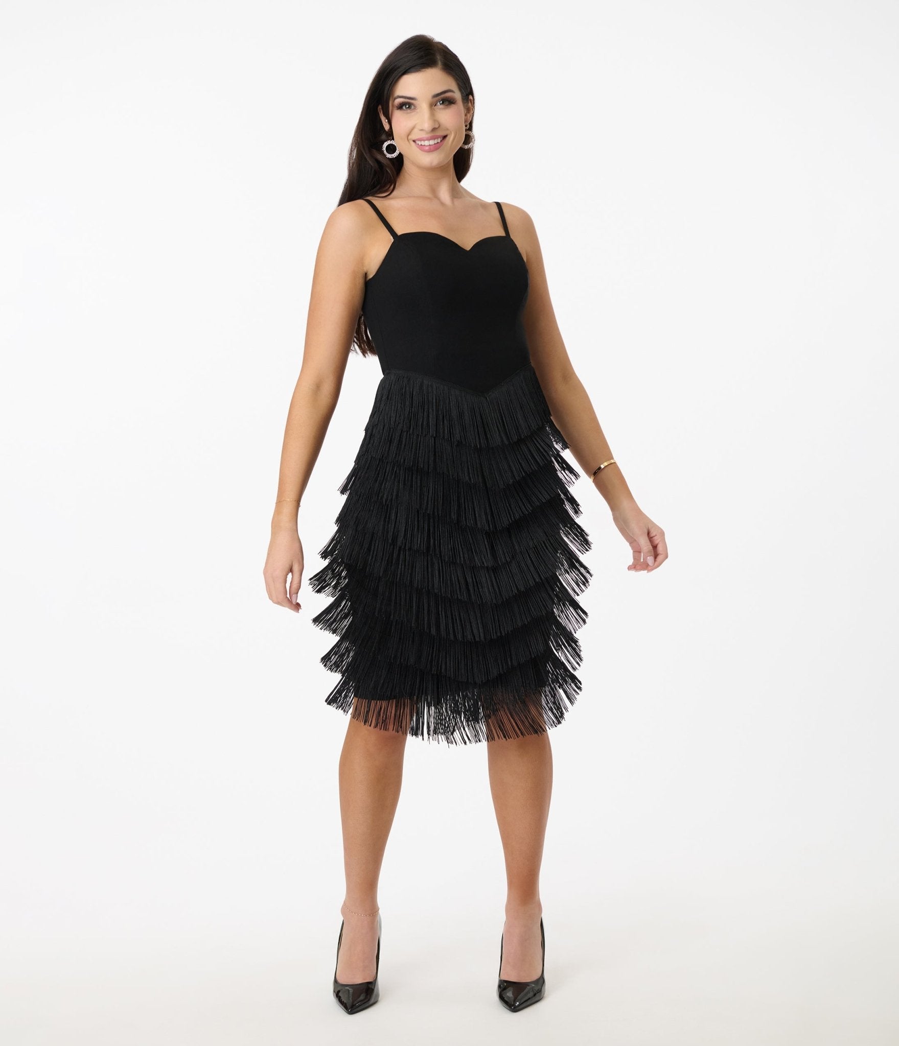 Vintage Black Chevron Fringe Pencil Dress for Women - Retro 1950s Style Cocktail Party & Evening Wear - Perfect for Date Night, Holiday Parties & Special Occasions