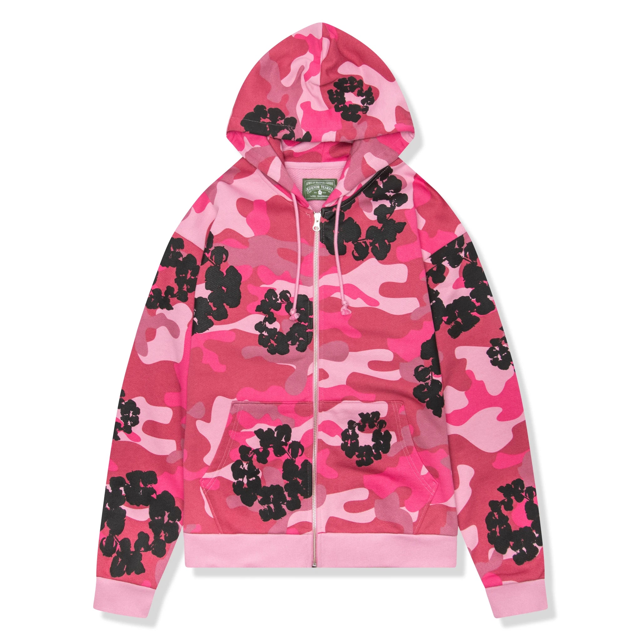 Denim Tears Pink Camo Cotton Wreath Zip Up Hoodie for Men - Streetwear Fashion Pullover with Unique Design | Perfect for Casual Outfits, Urban Style & Hip Hop Culture
