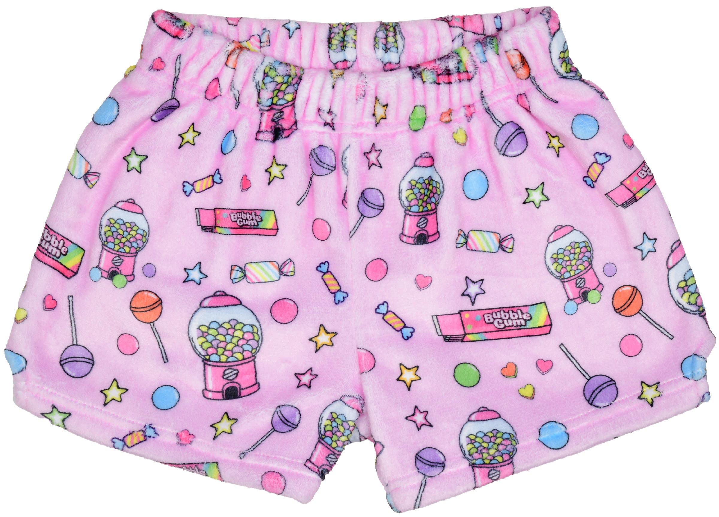 iScream Big Girls Silky Soft Fun Print Plush Fleece Shorts - Snacks & Sweets Collection | Cute Lounge Pajama Shorts for Women, Girls Sleepwear, Comfy Home Wear