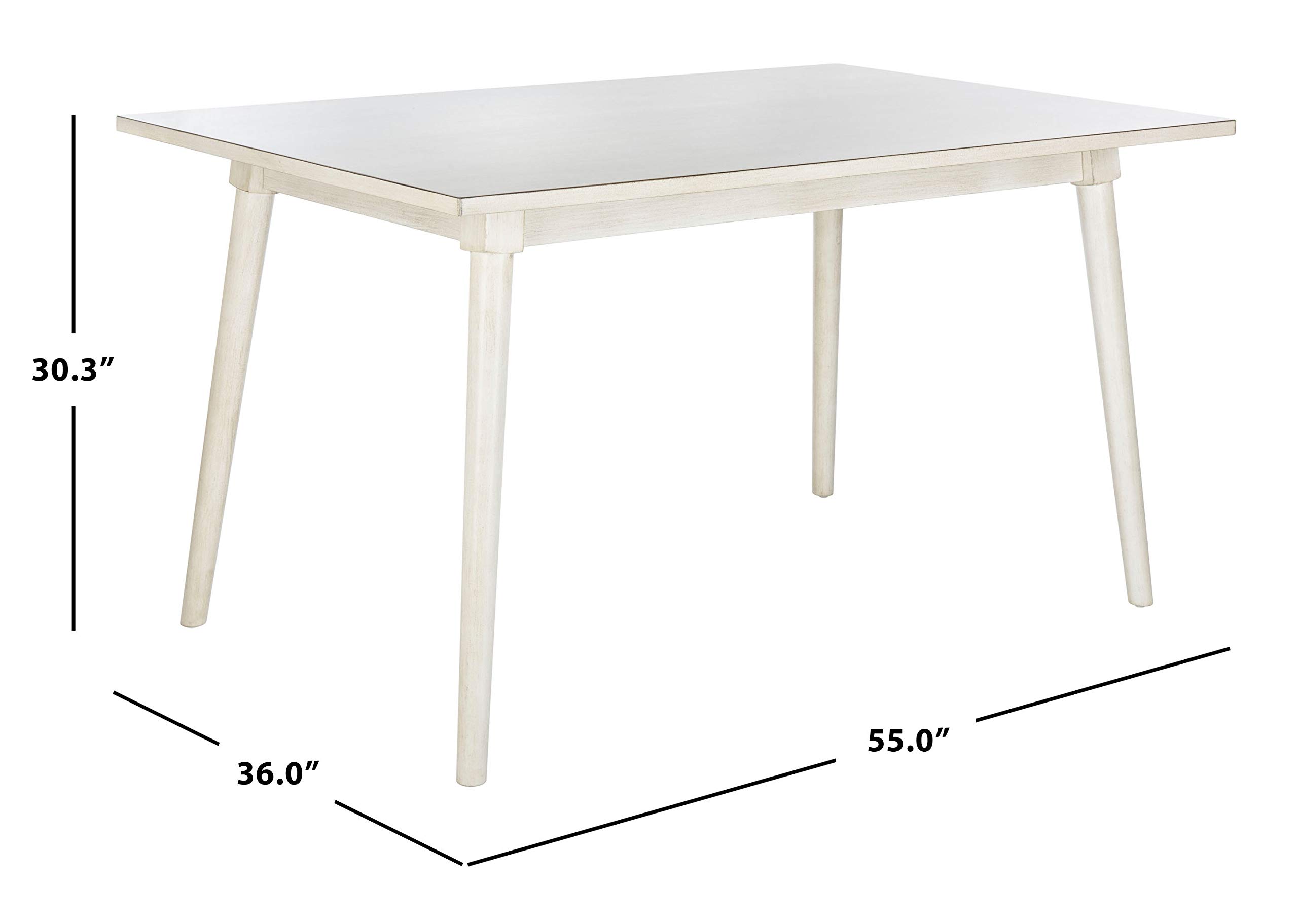 Safavieh Tia Modern Antique White Dining Table - Elegant Farmhouse Style Kitchen Table for Dining Room, Breakfast Nook & Small Space Decor