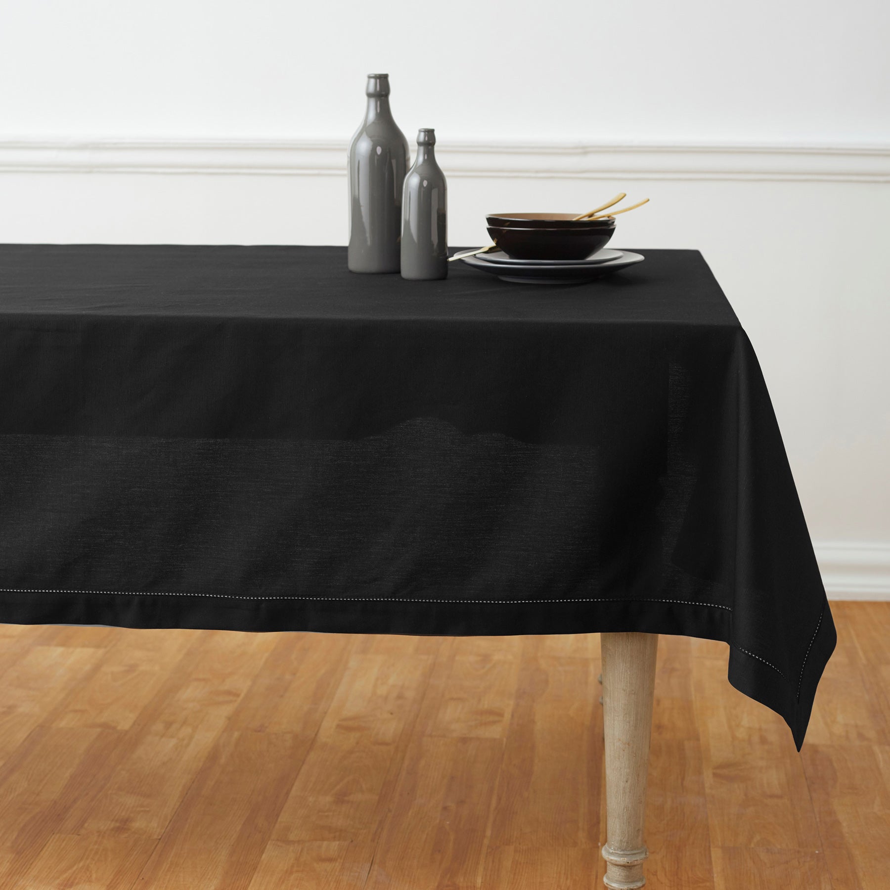 Premium Cotton Linen Hemstitch Tablecloth - Elegant Dining Table Cover for Home Decor, Parties & Special Occasions