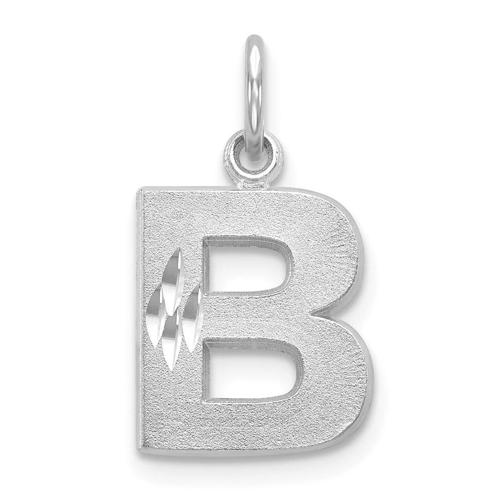 14K White Gold Personalized Monogram Initial Charm Pendant Necklace for Women - Sparkle Cut Letter Name Jewelry Gift (Choice of Initials & Sizes 14x10mm-B, 14x10mm-C, 14x11mm-D) - Perfect for Birthdays, Anniversaries & Special Occasions