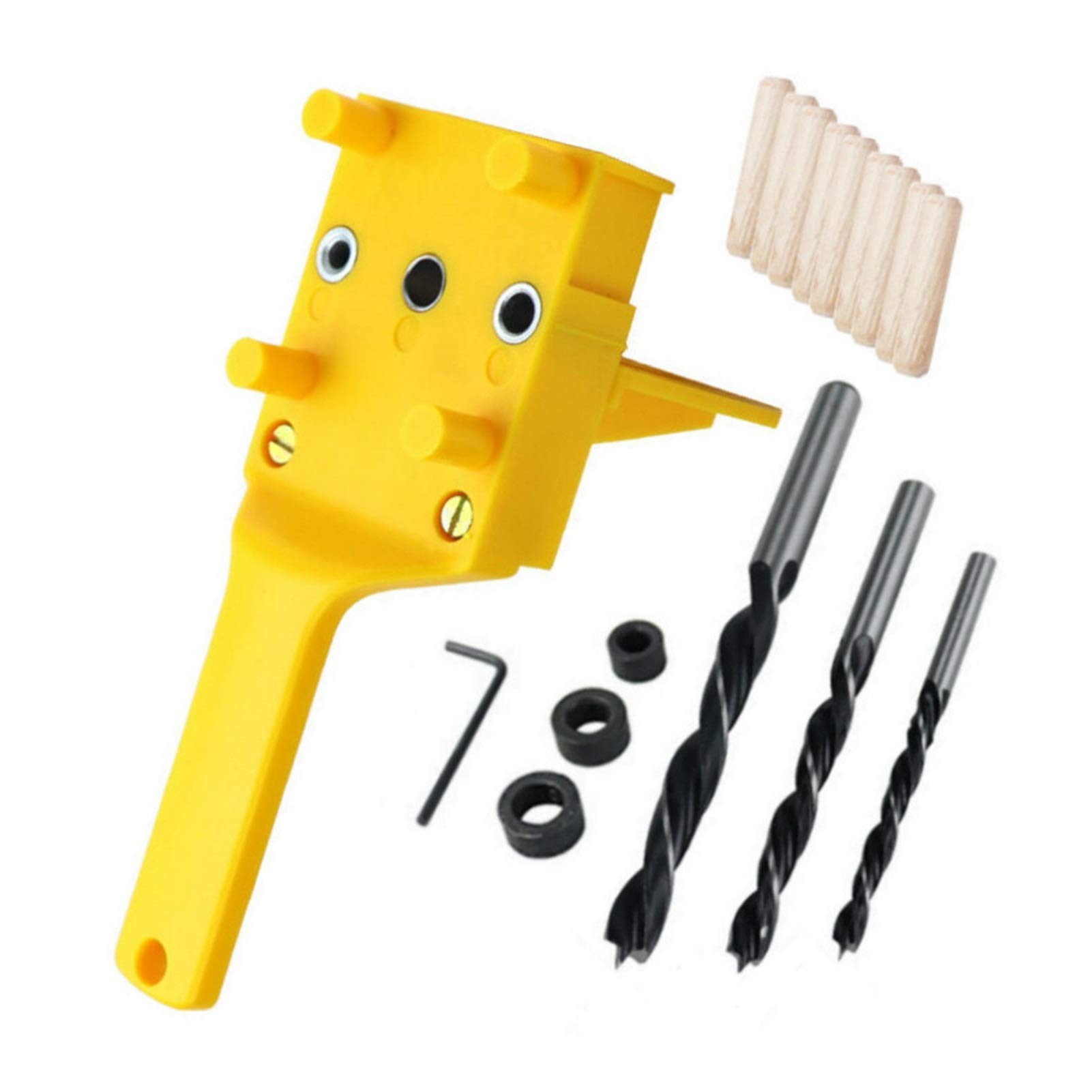 Flygogo Premium 6/8/10mm HSS Wood Drill Bits & ABS Plastic Dowel Jig Kit - Professional Woodworking Pocket Hole Jig Drill Guide Tool for Carpentry, DIY Projects & Furniture Making