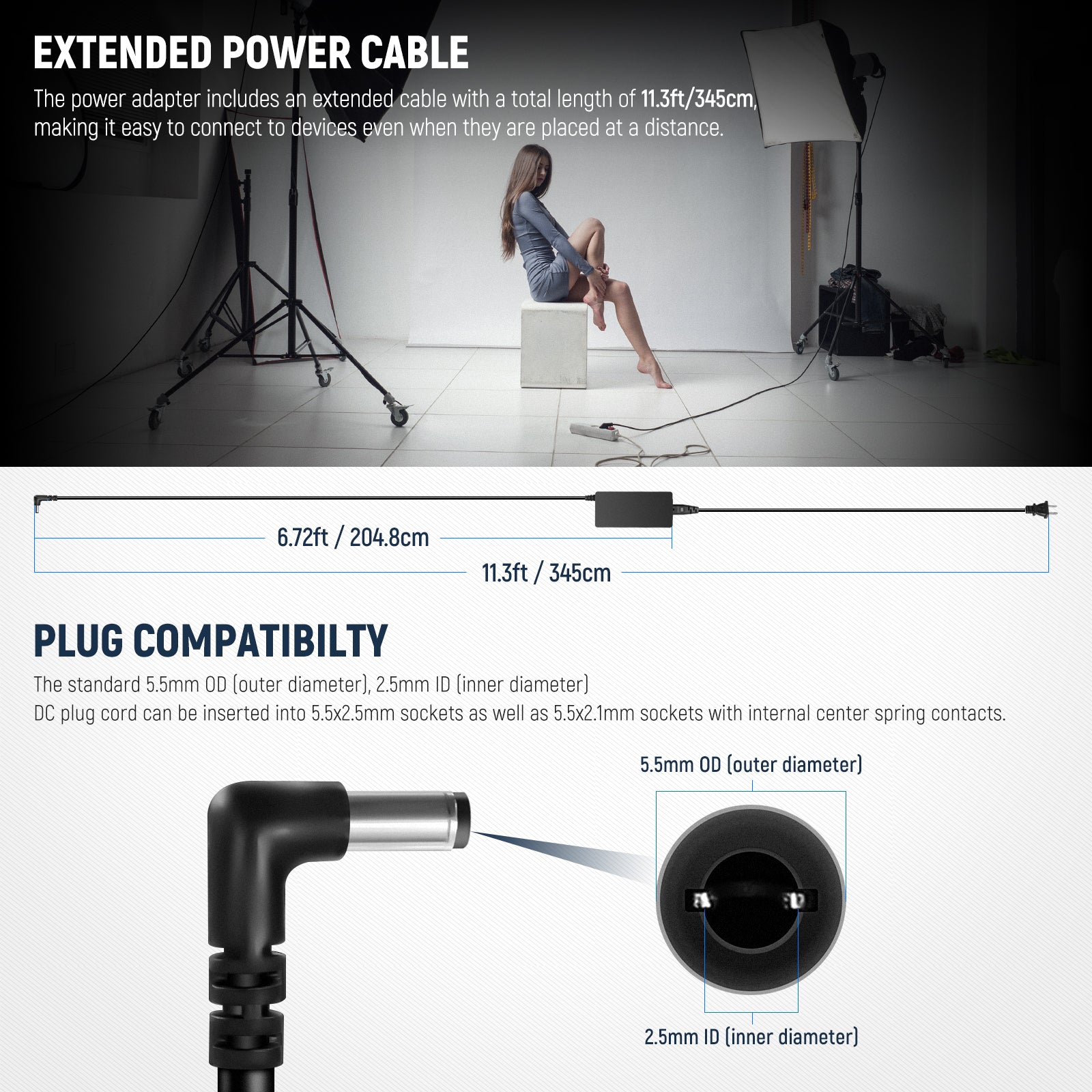 NEEWER 15V 4.8A 72W AC/DC Power Adapter - Universal Power Supply for LED Lights, CCTV Cameras, Audio Equipment & More