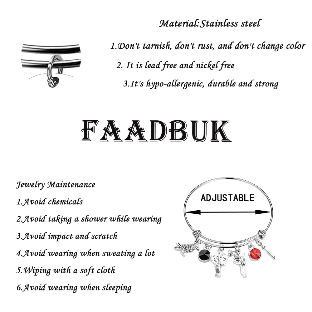 FAADBUK Six Inspired Bracelet - Shadow and Bone Inspired Jewelry | Crow Club Gift for Kaz, Inej & Jesper Fans | Fantasy Book Lover Accessories for Cosplay & Collectors