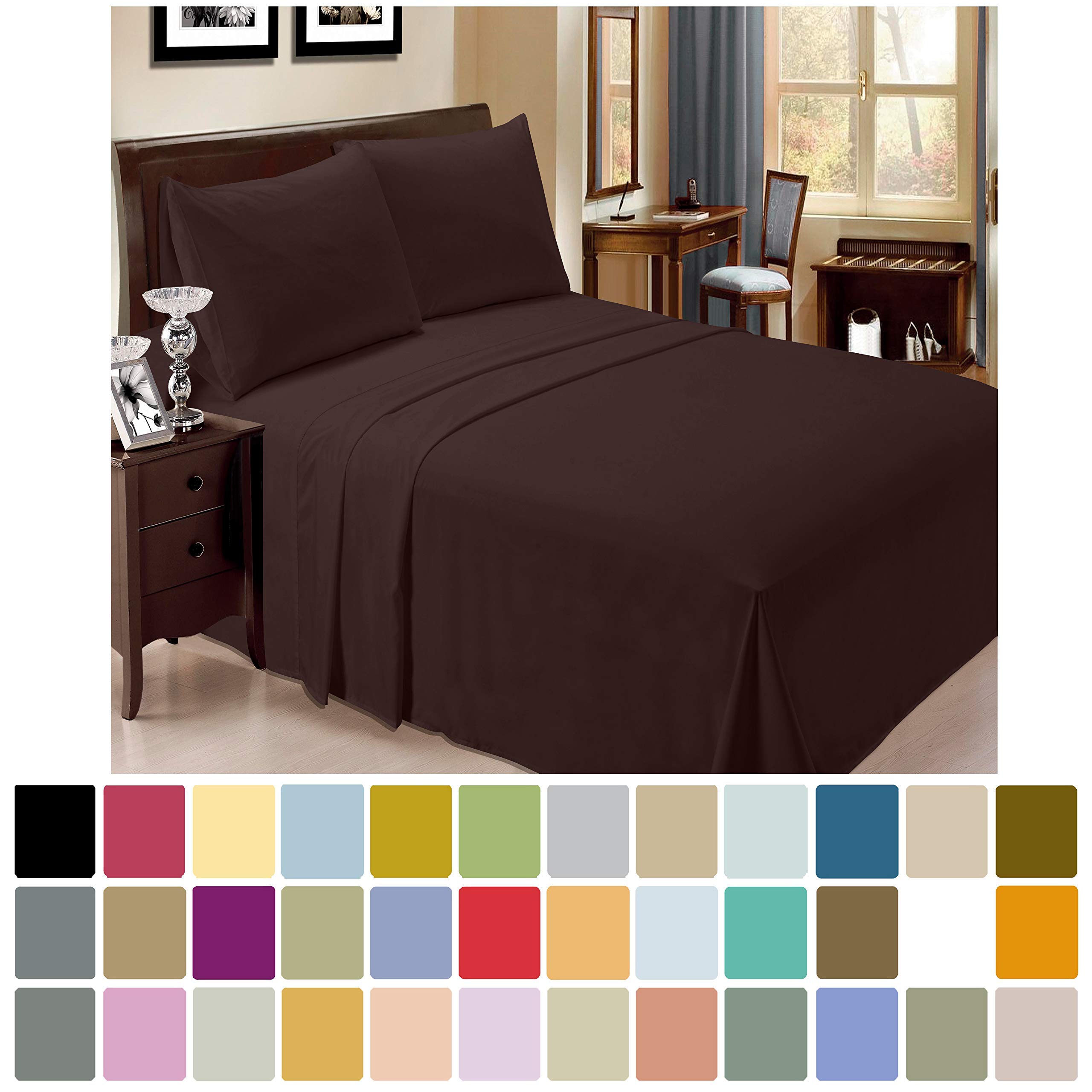 Janvi Linen 1200-Thread Count 100% Egyptian Cotton Sheet Set - 4-Piece Luxury Bedding with Italian Finish, Fits 14-16