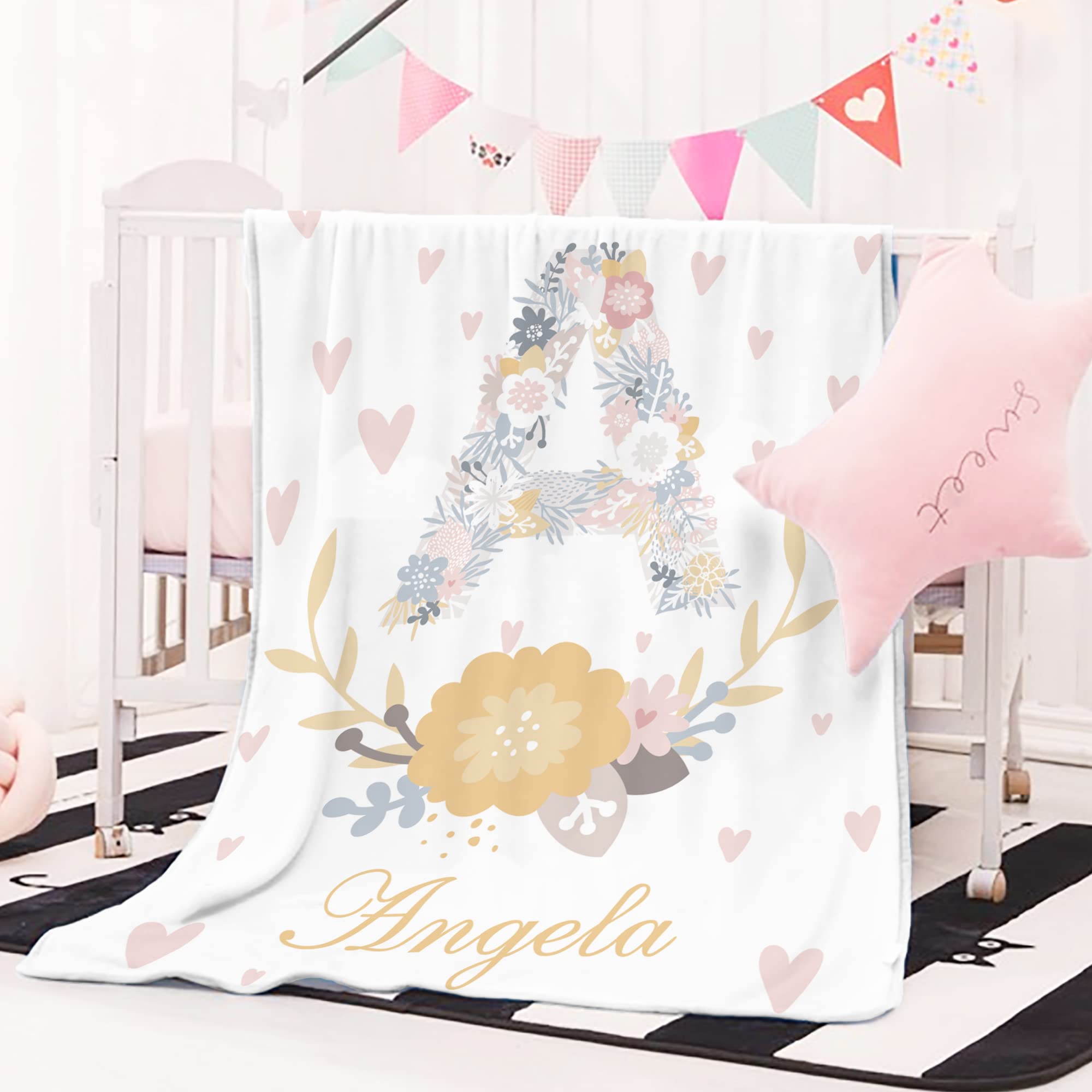 Personalized Baby Blankets for Girls & Boys - Custom Name Blanket for Newborns - Ultra Soft Baby Blanket - Kids Throw Blanket - Perfect Newborn Gift for Baby Showers, Christenings & Nursery Decor