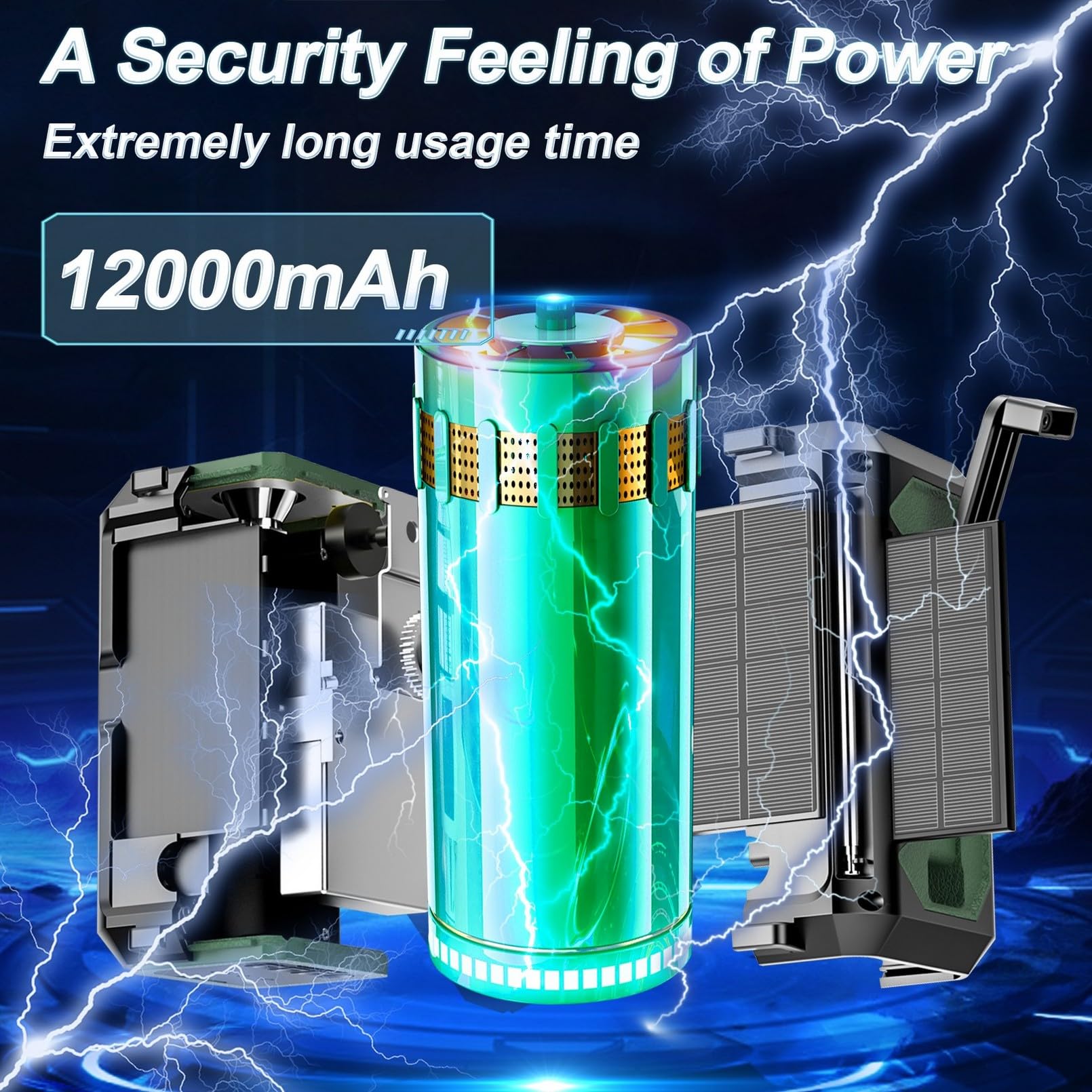 44400mWh Hand Crank Emergency Weather Radio with Solar Power - 12000mAh Portable NOAA/AM/FM Radio, Flashlight, Phone Charger, SOS Alarm & Compass - Perfect for Camping, Hiking and Emergency Preparedness (Grass Green)