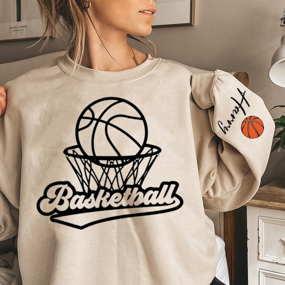Personalized Basketball Sweatshirt - Custom Name & Team Basketball Hoodie - Perfect Gift for Mom & Basketball Fans - Ideal for Games, Practice & Fan Support