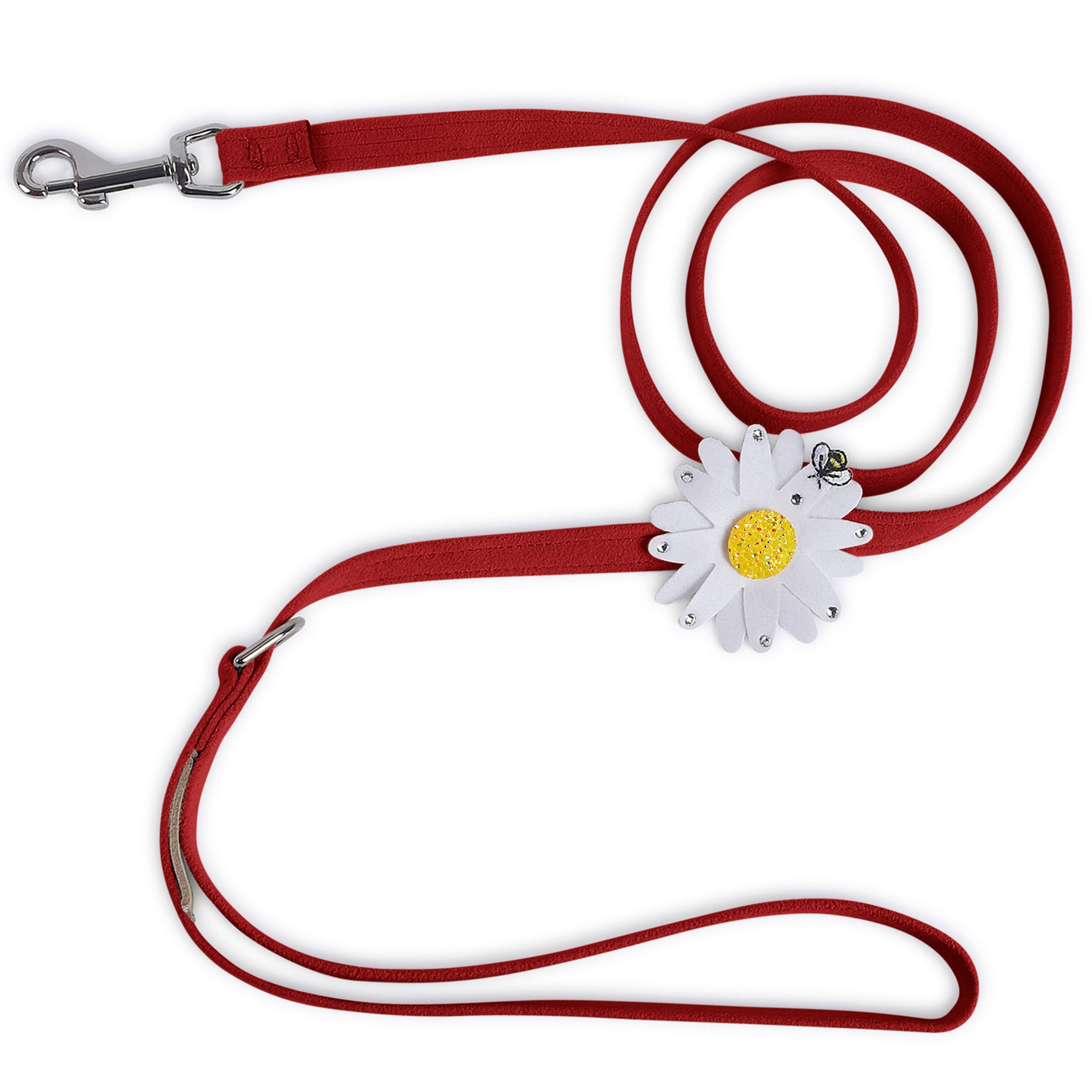 Large Daisy Dog Leash with Sparkling AB Crystal Stellar Center - Durable & Stylish Pet Accessory for Walks, Training, and Outdoor Adventures