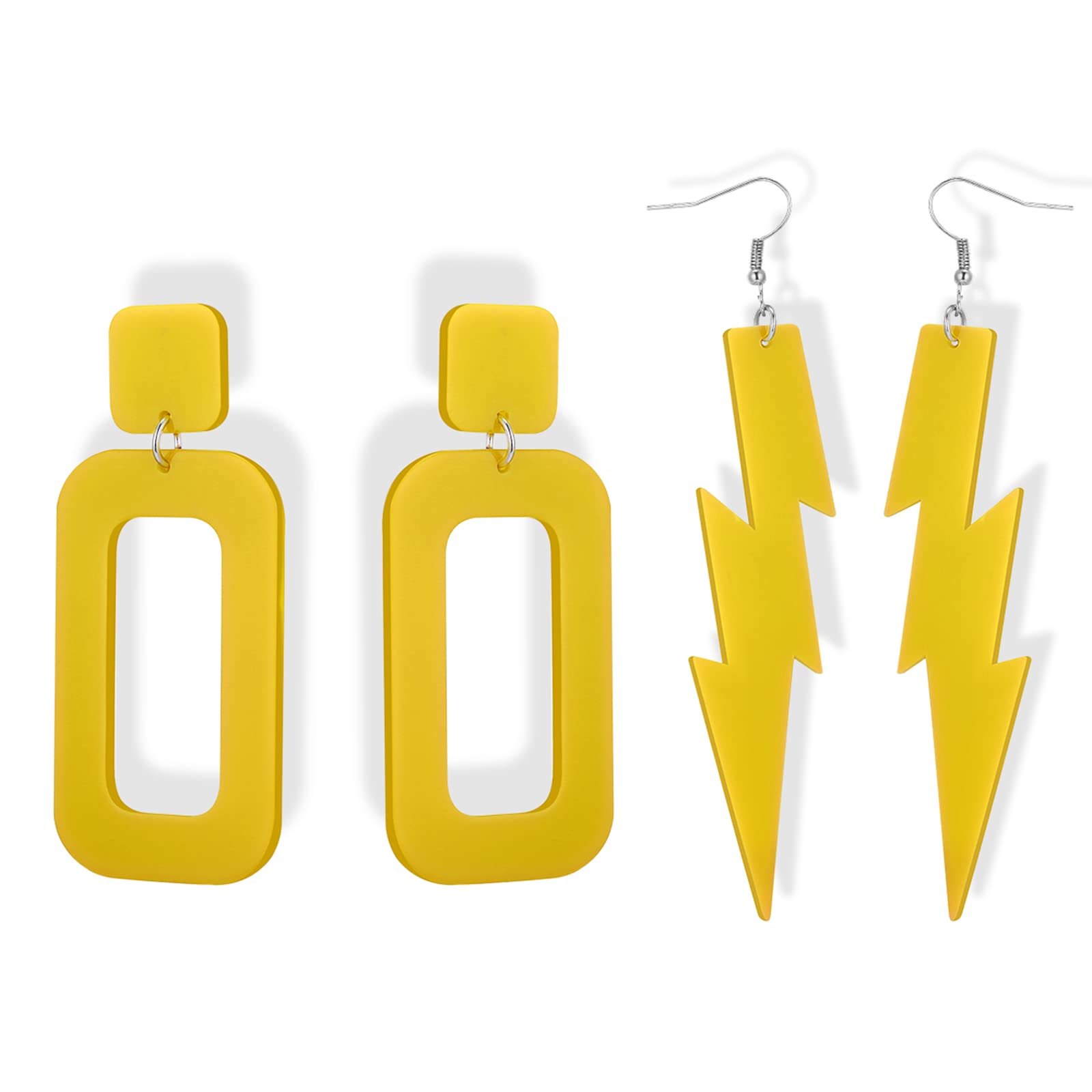 2 Pairs 80s Neon Retro Acrylic Drop Dangle Earrings for Women & Girls - Perfect for 80s Costume Party, Halloween, Themed Events and Vintage Fashion Accessories