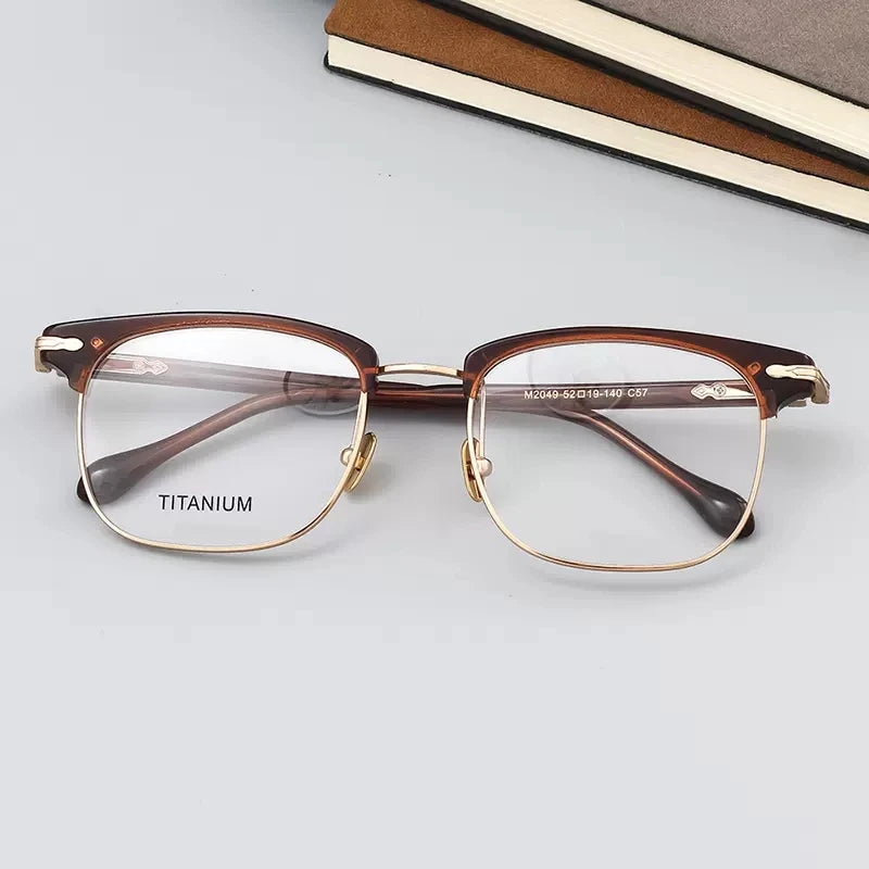 Stylish Unisex Black Titanium Acetate Square Full Rim Eyeglasses M2049 - Perfect for Work, Reading & Fashion Accessories