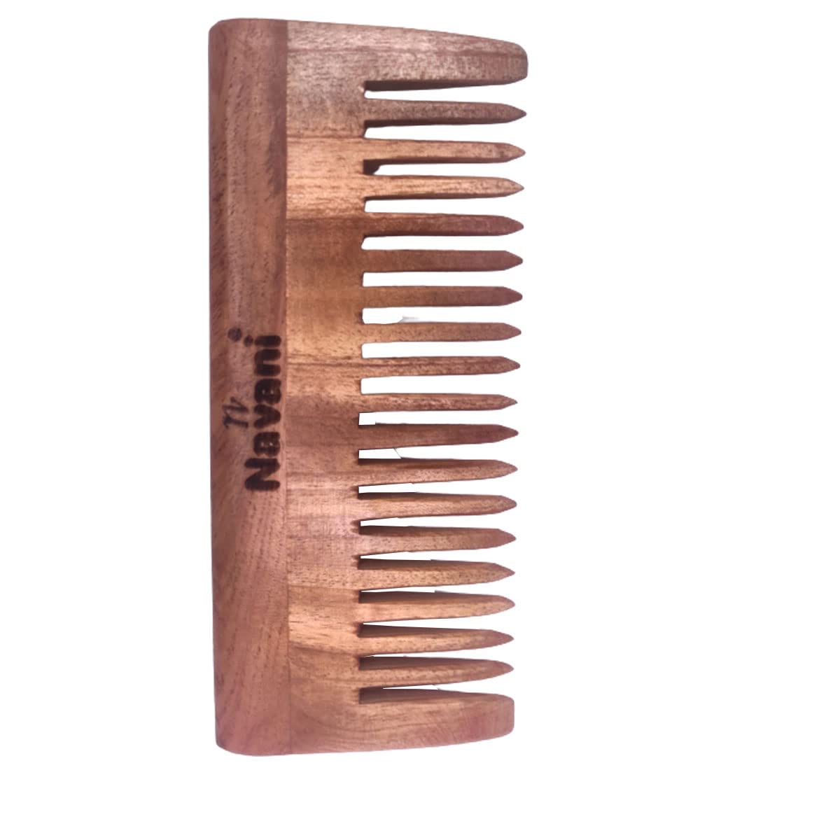 Navani Neem Wooden Shampoo Detangler Comb - Oil-Treated for Hair Straightening, Reduces Hair Fall & Controls Dandruff & Frizz - Natural Kanghi Comb for Men & Women (1 Pack) - Perfect for Daily Hair Care & Scalp Massage