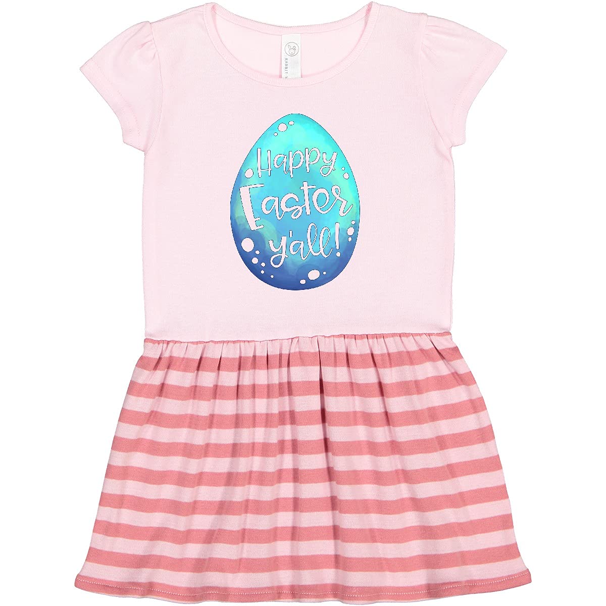 Inktastic Happy Easter Y'all with Blue Easter Egg Toddler Dress - Cute Easter Outfit for Baby Girls, Spring Holiday Party, Family Photo & Church Celebration