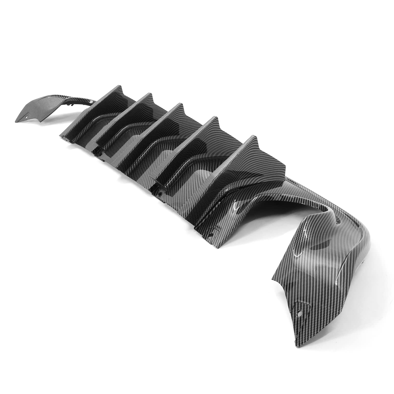 FREEMOTOR802 Rear Diffuser for 2015-2023 Dodge Charger | IKON V2 Style Carbon Fiber Print Bumper Lip | 2PC Shark Fin Diffuser Set | PP Material | Enhances Sporty Look & Aerodynamics