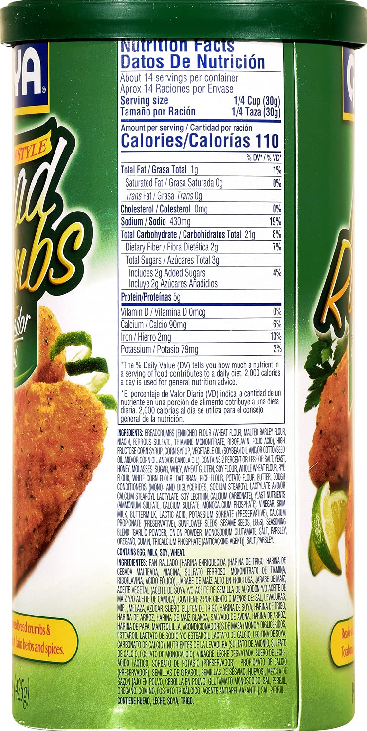 Goya Foods Bread Crumbs with Sazonador Total Seasoning - 15oz (Pack of 12) | Perfect for Breading Chicken, Fish & Meat | Authentic Latin Flavor for Home Cooking