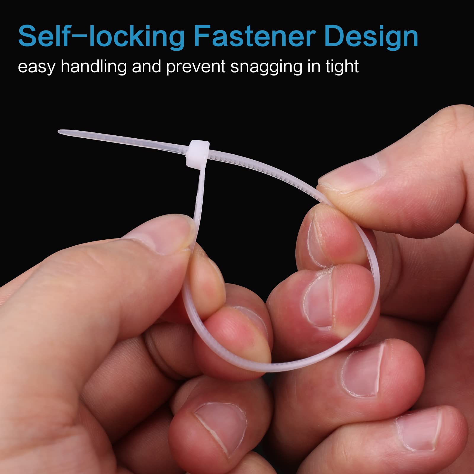 1000 Pcs 4-Inch White Nylon Cable Ties - Self-Locking Clear Plastic Zip Ties for Wires, Cords & Organizing | Durable Thin Wraps for Indoor & Outdoor Use, Home Office, Gardening & DIY Projects