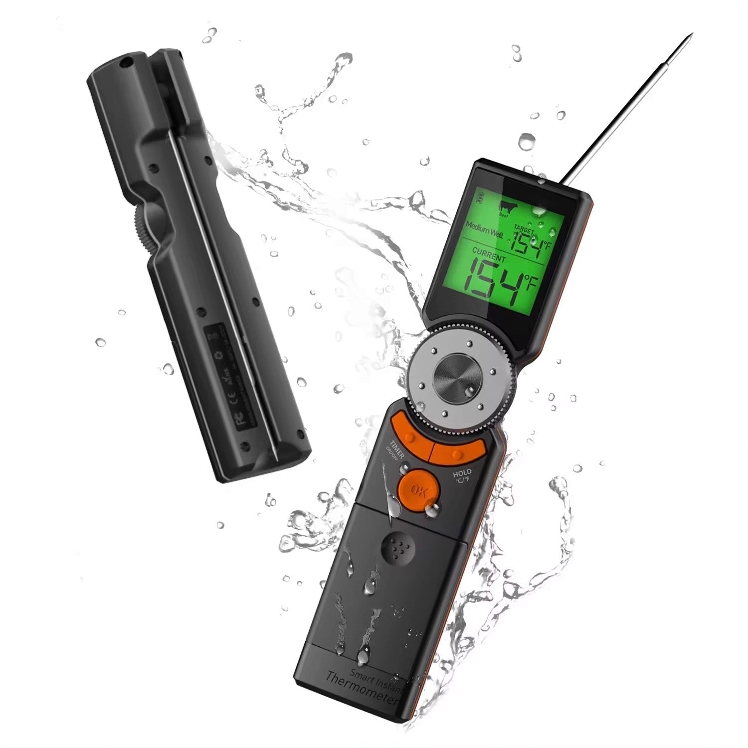 Instant Read Smart Meat Thermometer for Grilling, Smoking, BBQ & Cooking - Digital Food Thermometer with Fast Accurate Temperature Reading for Kitchen, Outdoor & Home Use