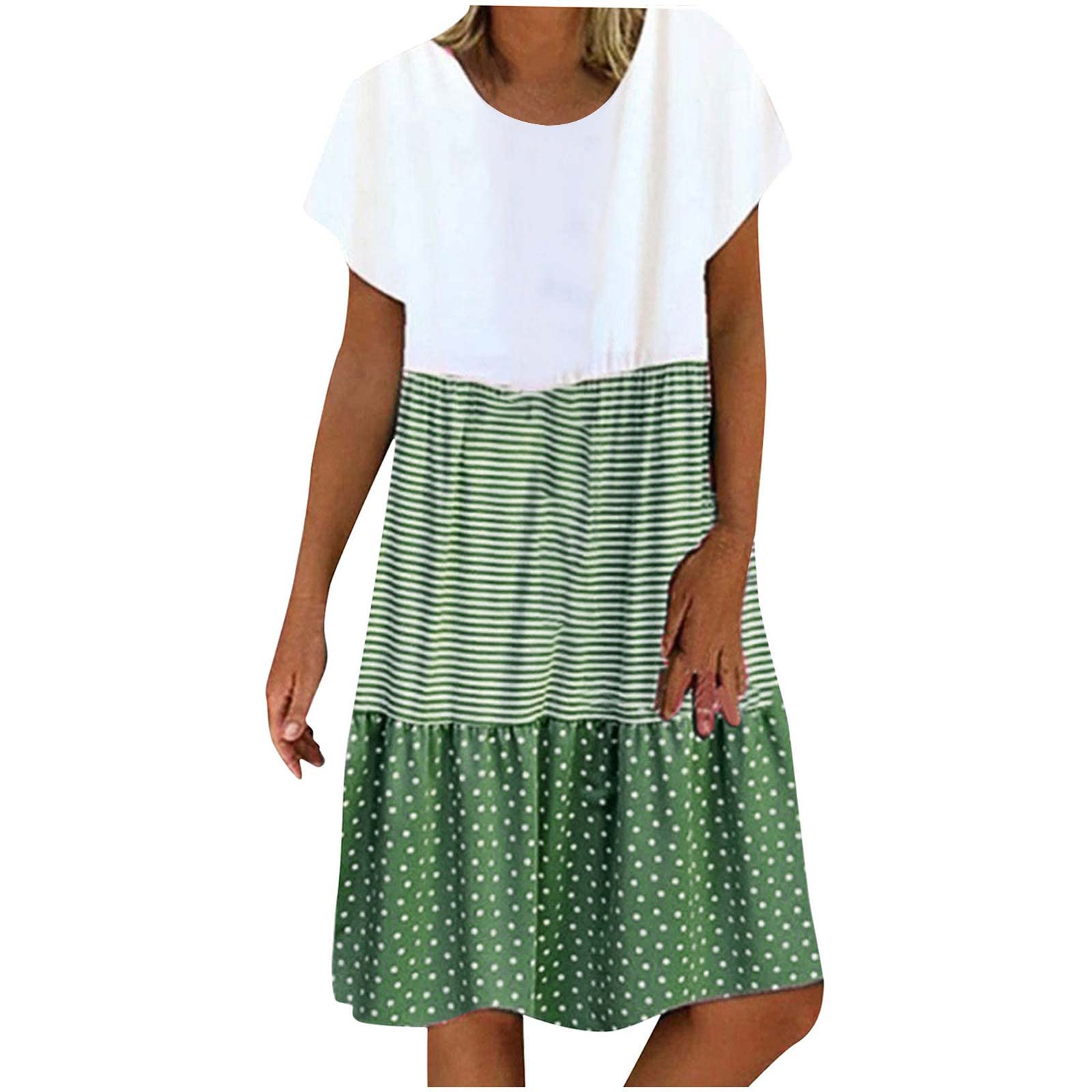 Women's Mini Sun Dresses - Summer Short Sleeve Casual Dress for Beach & Vacation