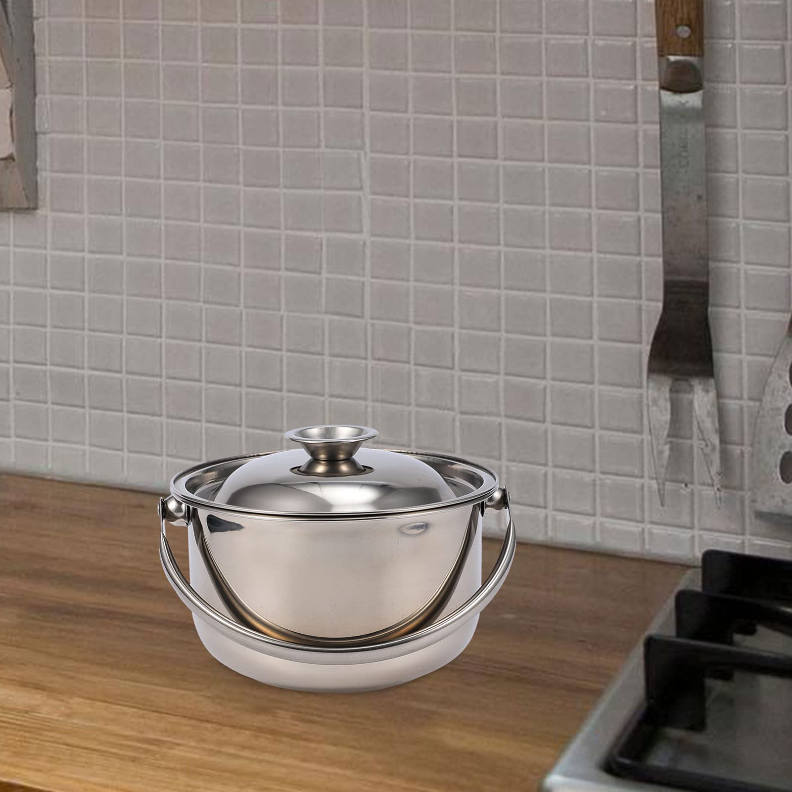 Stainless Steel Covered Stock Pot with Lid - 5QT Soup Pot, Steamer & Pasta Cooking Pot for Hot Pot, Stews, Soups & Milk Warming - Ideal for Home Kitchen & Restaurant Use
