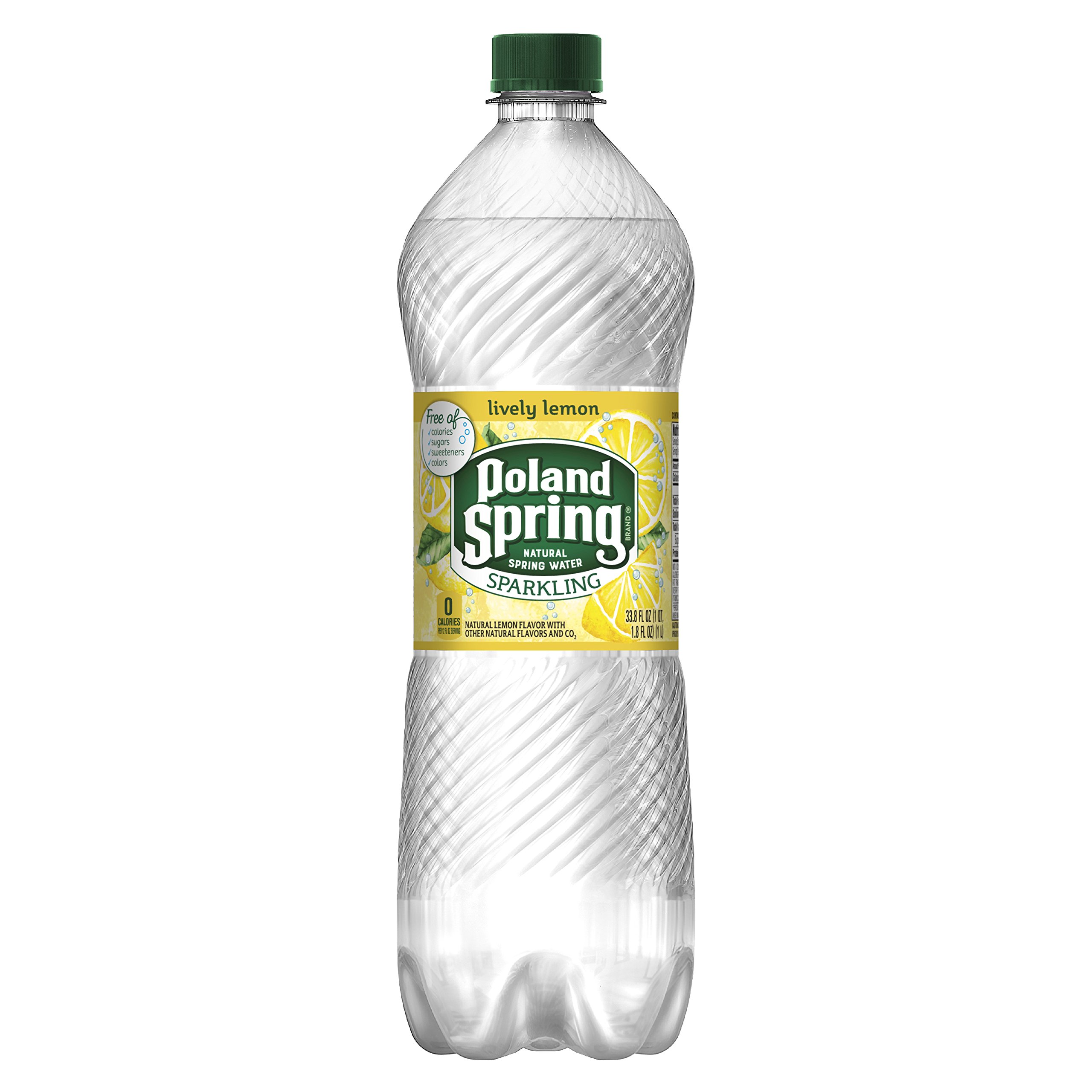 Sparkling Poland Spring Natural Spring Water with Lively Lemon Flavor - 33.8 oz Single Plastic Bottle | Refreshing Hydration for Workouts, Office & Outdoor Activities