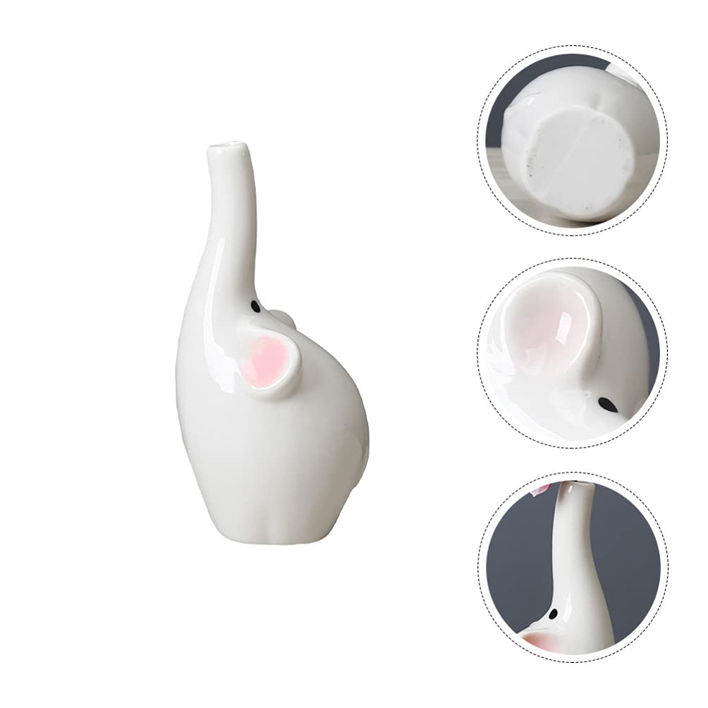 BESPORTBLE White Ceramic Cartoon Elephant Vase - Cute Flower Pot for Home Decor, Indoor Plant Holder, Unique Gift Idea for Housewarming, Birthday & Office Desk Decoration