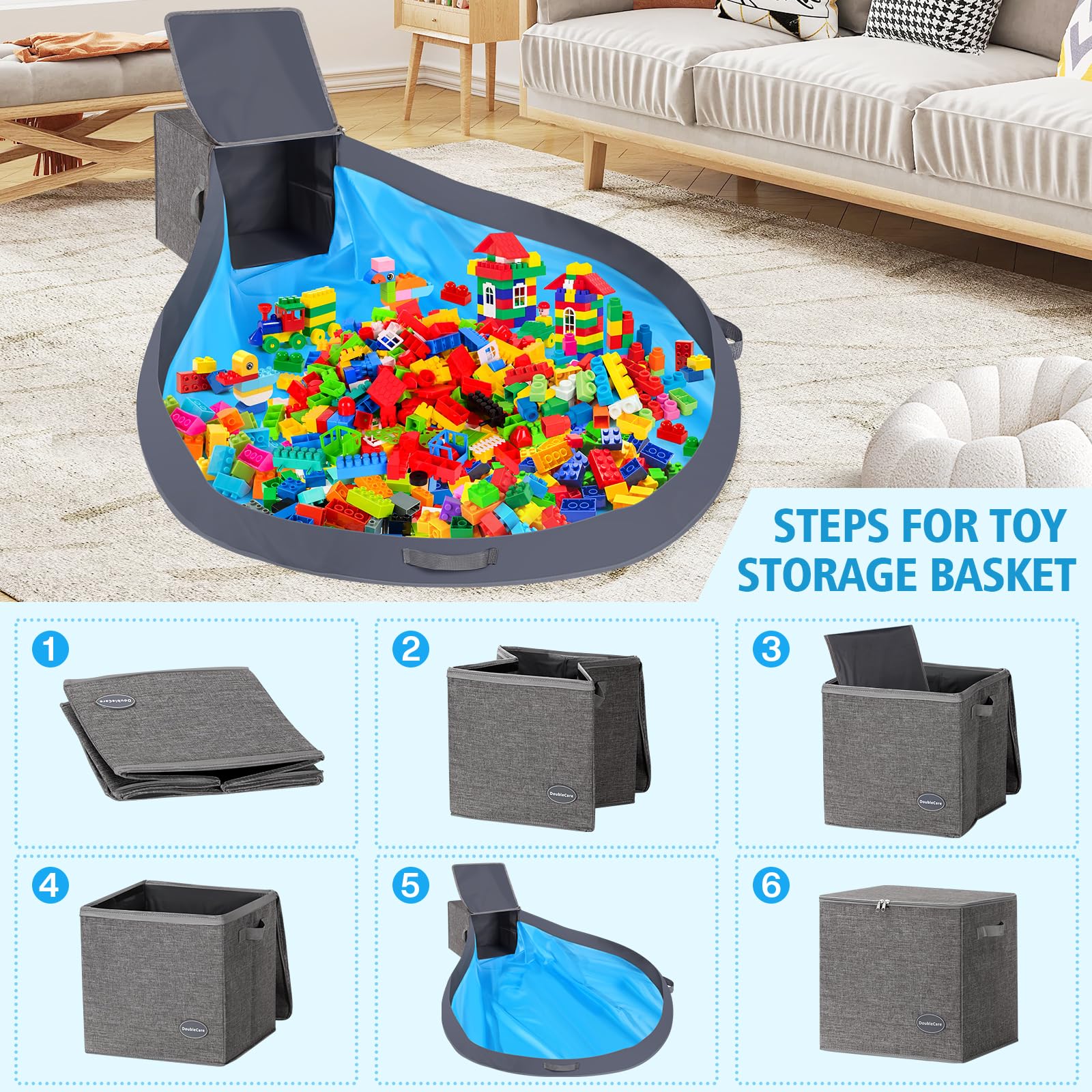 2-in-1 Toy Storage Organizer & Removable Play Mat 56