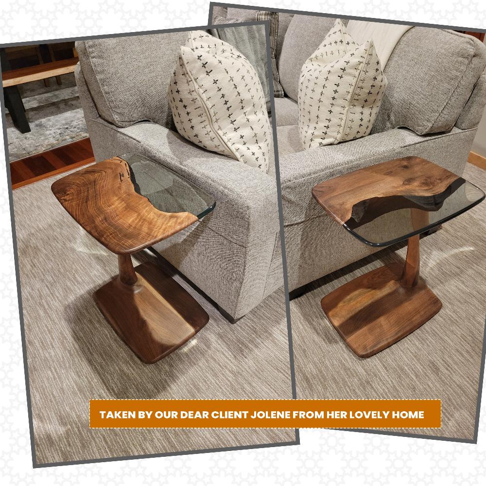 Luxury C-Shaped Resin End Table - Modern Side Table for Living Room, Bedroom, Office - Unique Home Decor Gift Idea for Housewarming, Wedding, Birthday
