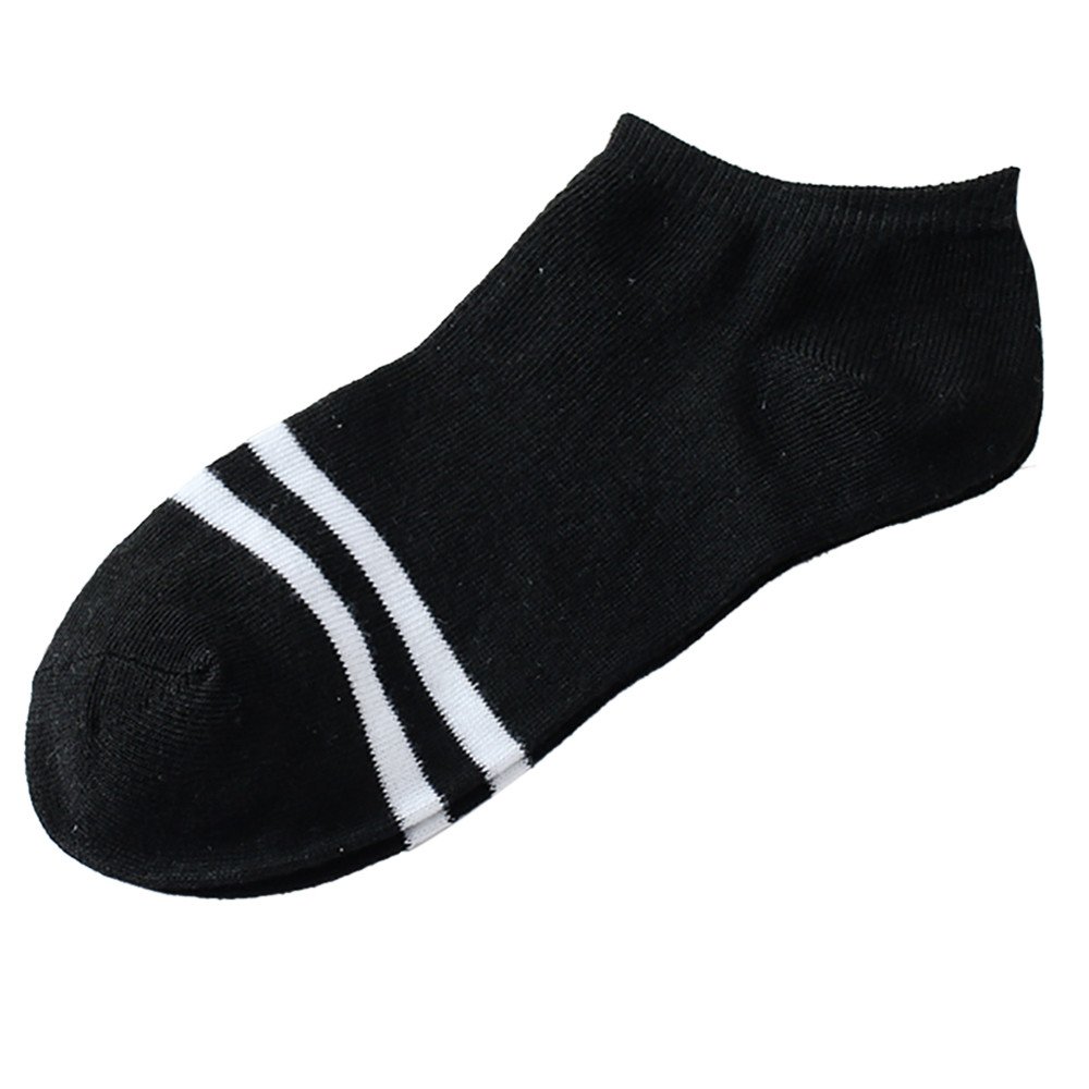 HANZHAN Women's & Men's Cotton Striped Ankle Socks - Breathable Unisex Slipper Socks for Adults & Toddlers - Comfortable Non-Slip Casual & Home Wear (Black, One Size) - Perfect for Lounge, Yoga & Indoor Activities