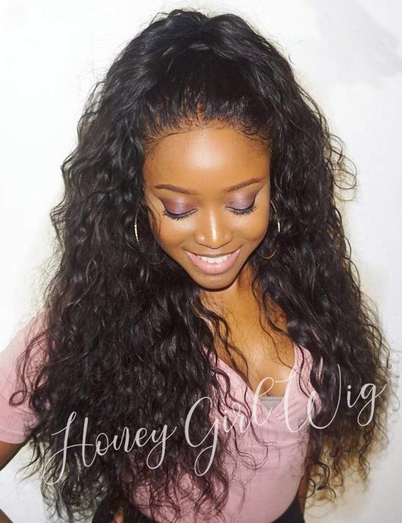 360 Lace Wigs Pre Plucked 10A Brazilian Human Hair Wig - 150% Density Curly Water Wave Wigs for Black Women with Baby Hair | Perfect for Updo, High Ponytail & Any Part Hairstyles | 12