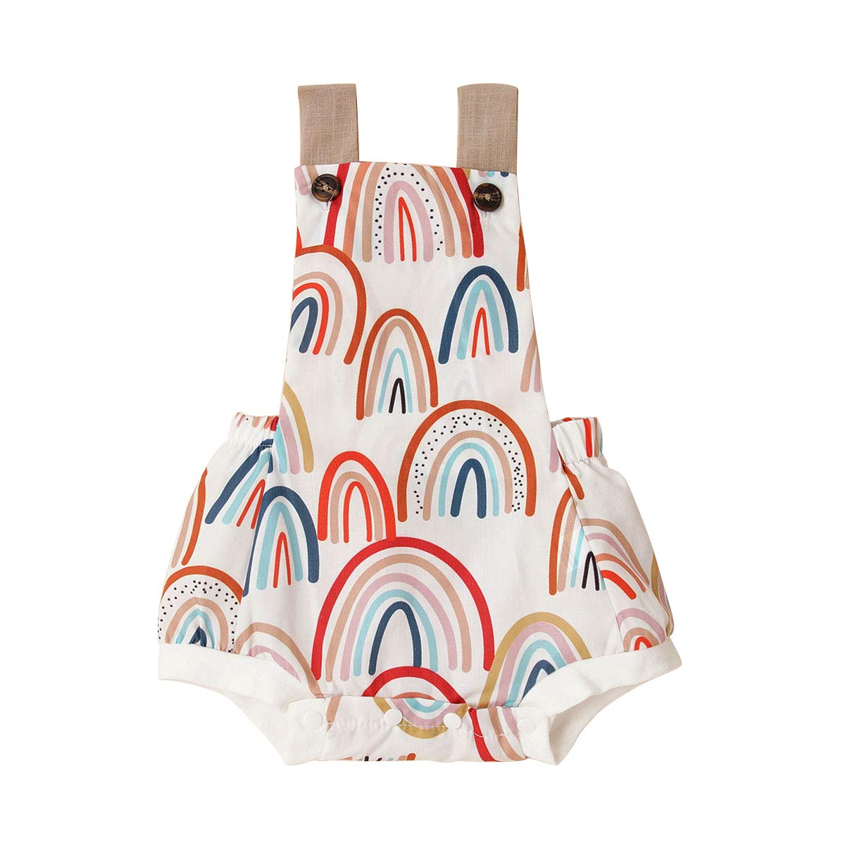 Dinosaur Rainbow Baby Girl Romper - Sleeveless Ruffle Jumpsuit & Backless Bodysuit for Newborn Summer Outfits | Perfect for Photoshoots, Playdates & Outdoor Adventures