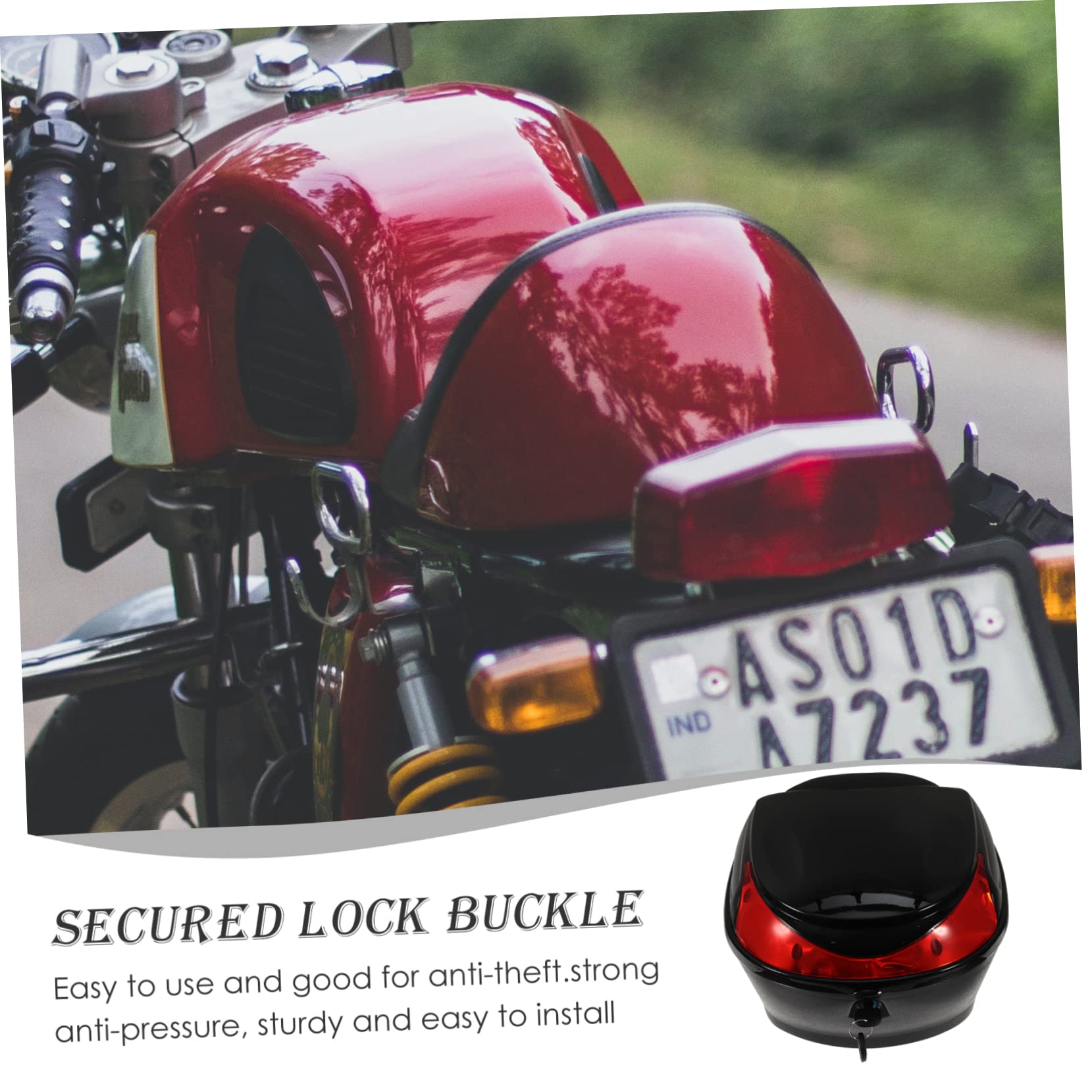 **Waterproof Motorcycle Luggage Trunk - Lockable Scooter Storage Box for Mopeds & Bikes - Durable Travel Carrier Case with Mounting Rack - Perfect for Commuting, Road Trips & Daily Storage**